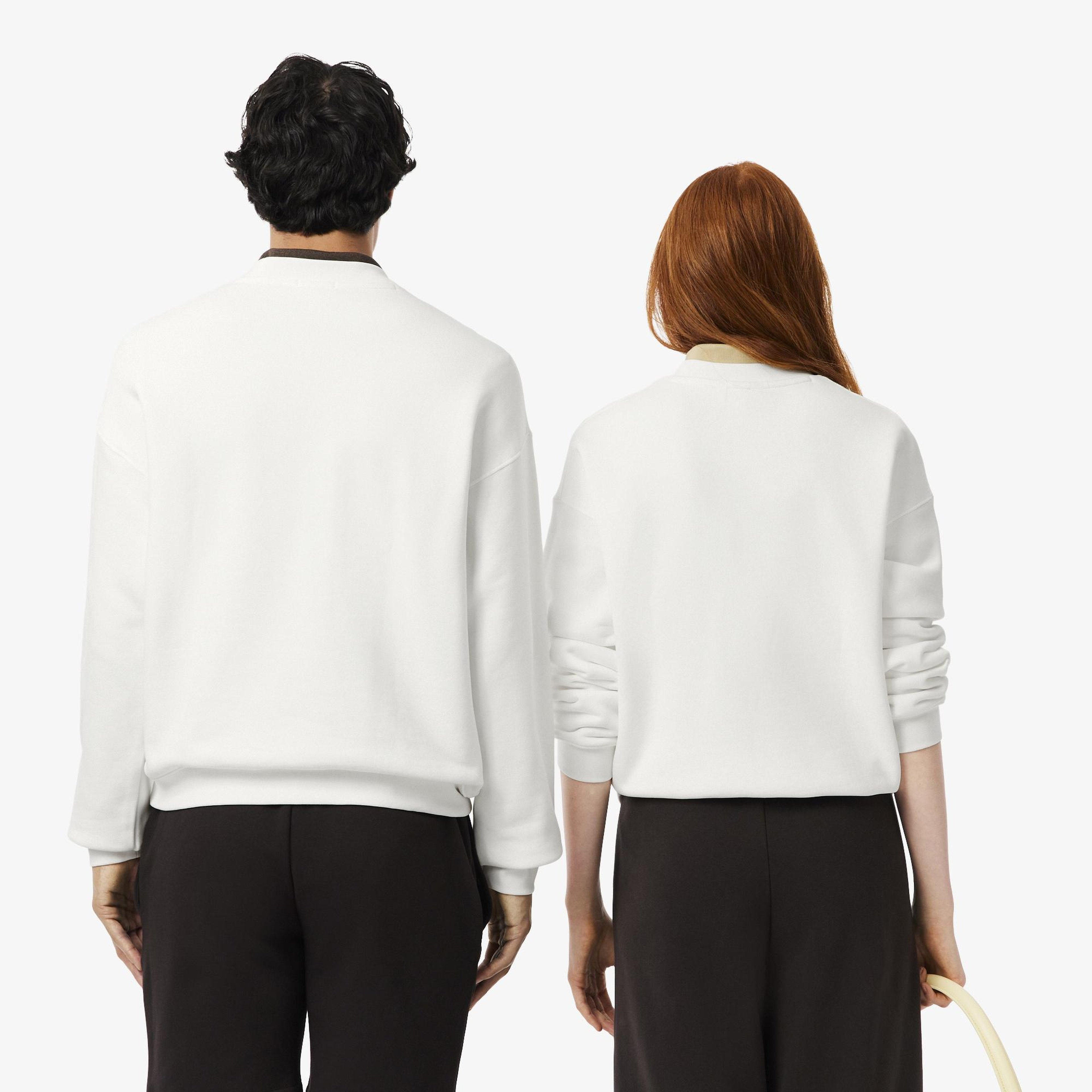 Lacoste Loose Fit Erkek Beyaz Sweatshirt