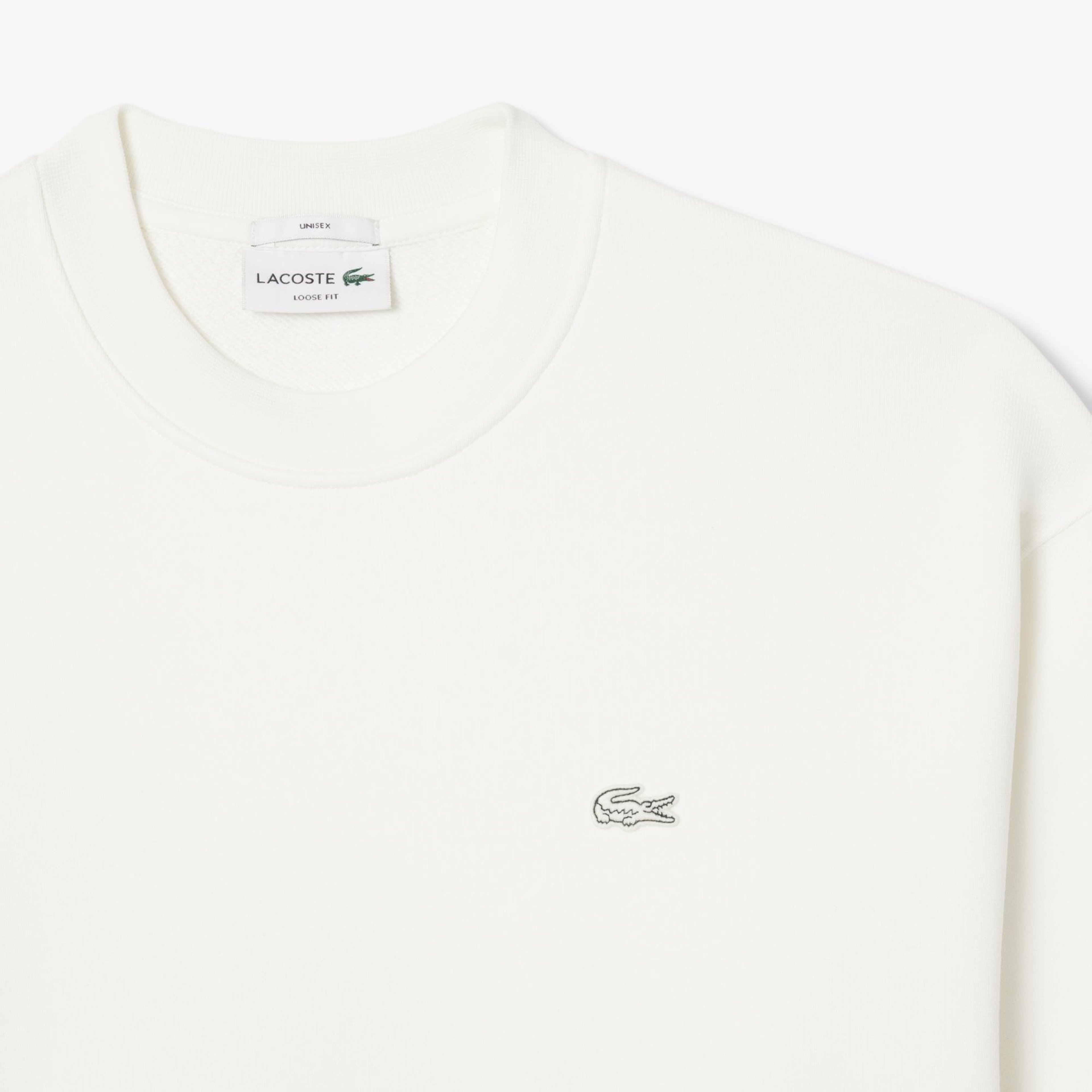 Lacoste Loose Fit Erkek Beyaz Sweatshirt