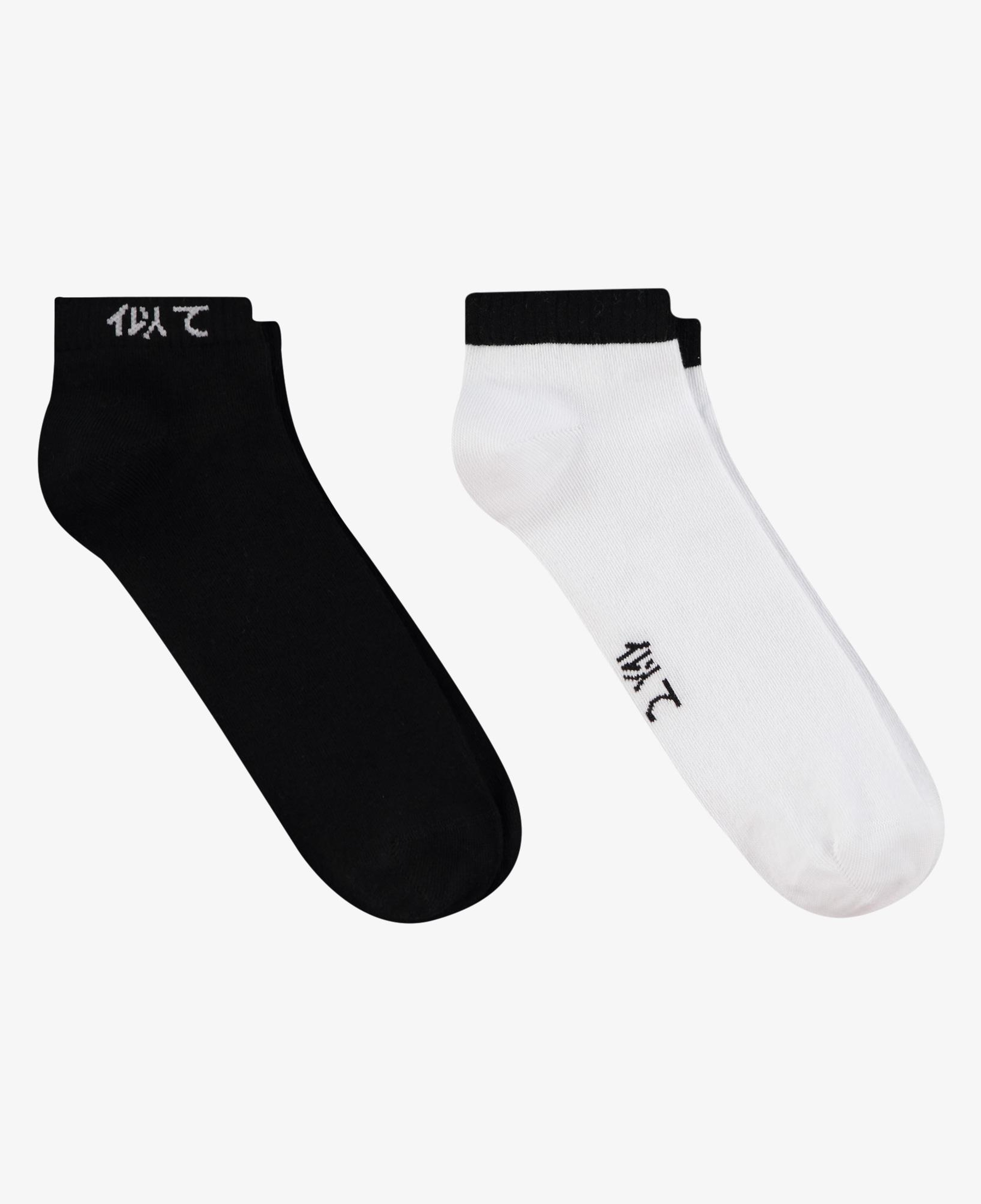 UNITED4 Unisex Beyaz - Siyah 2'li Patik Çorap