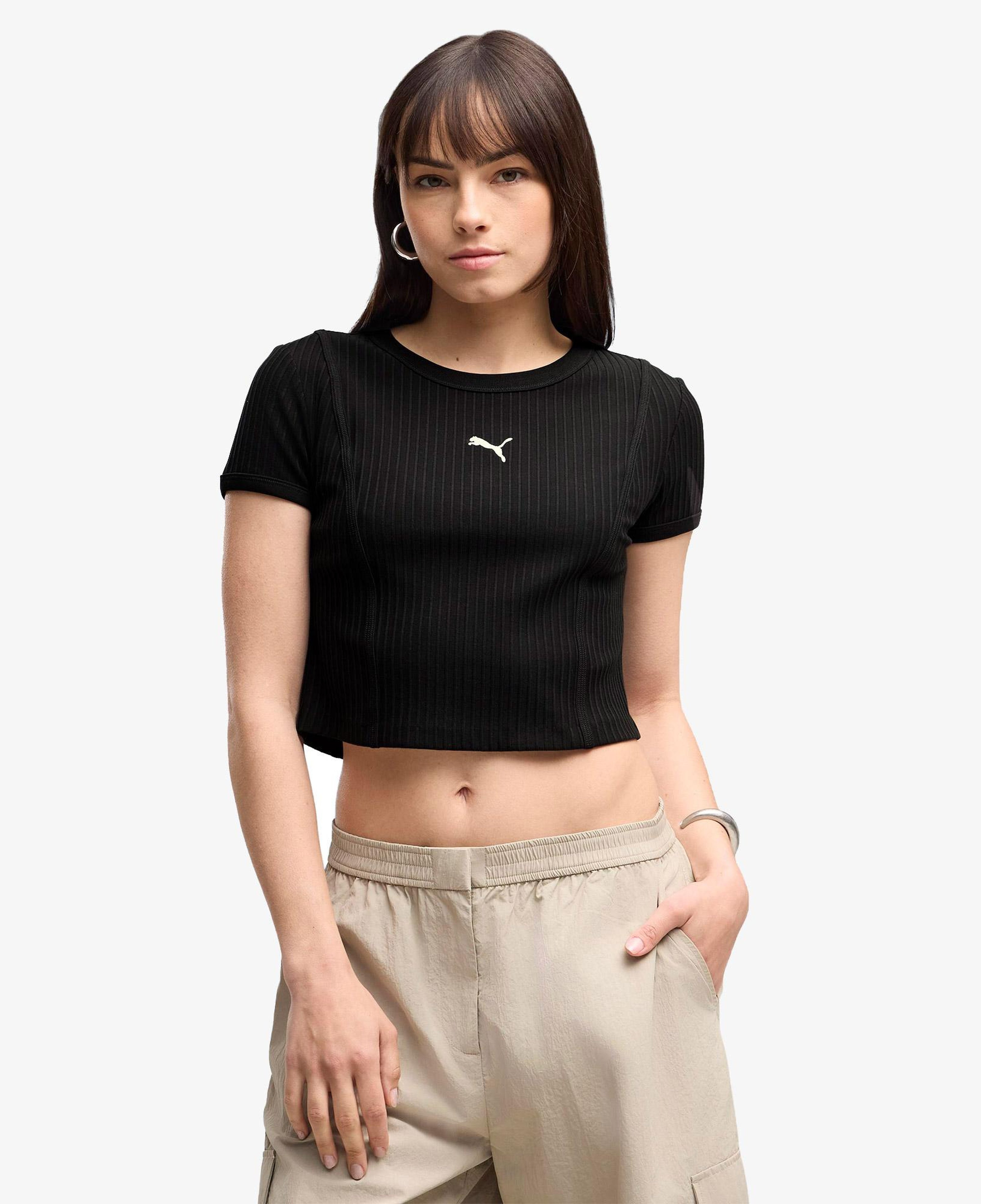 Puma Essential Ribbed Baby Kadın Siyah T-Shirt