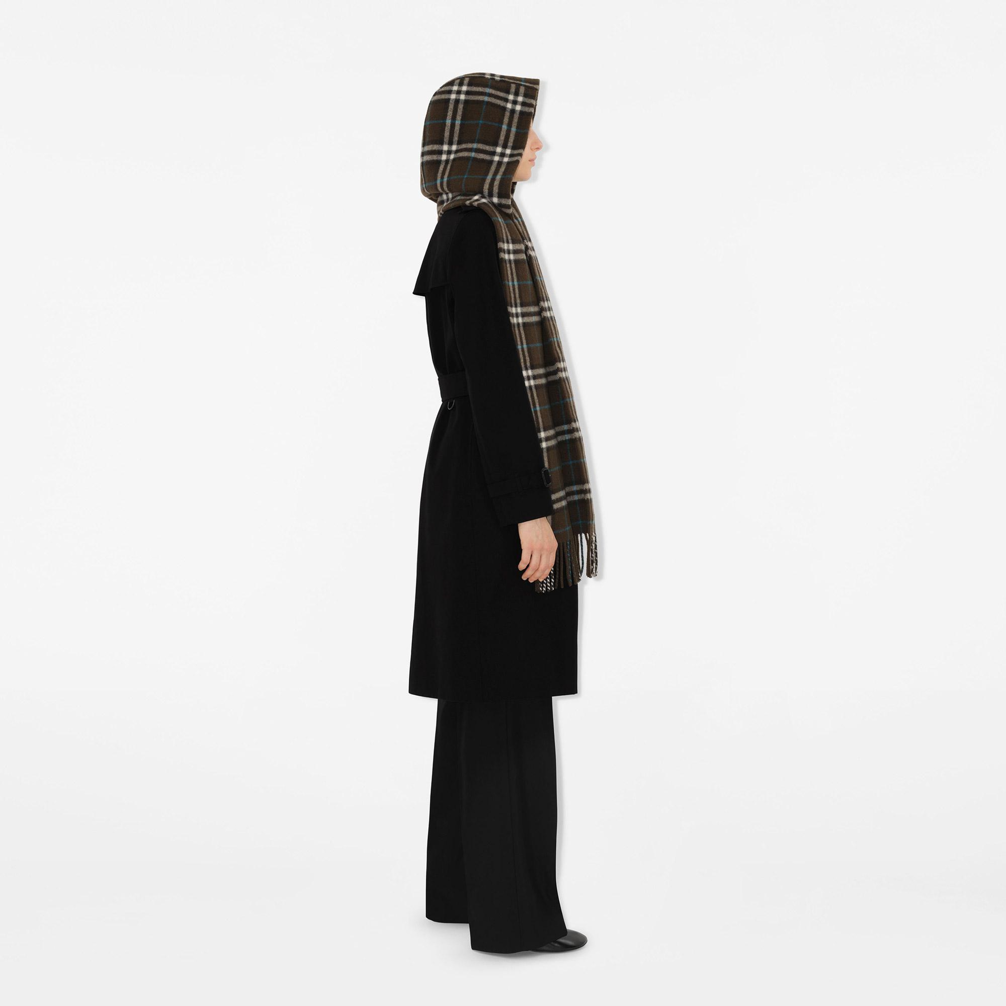 Burberry Check Kaşmir Hooded Kadın Haki Atkı