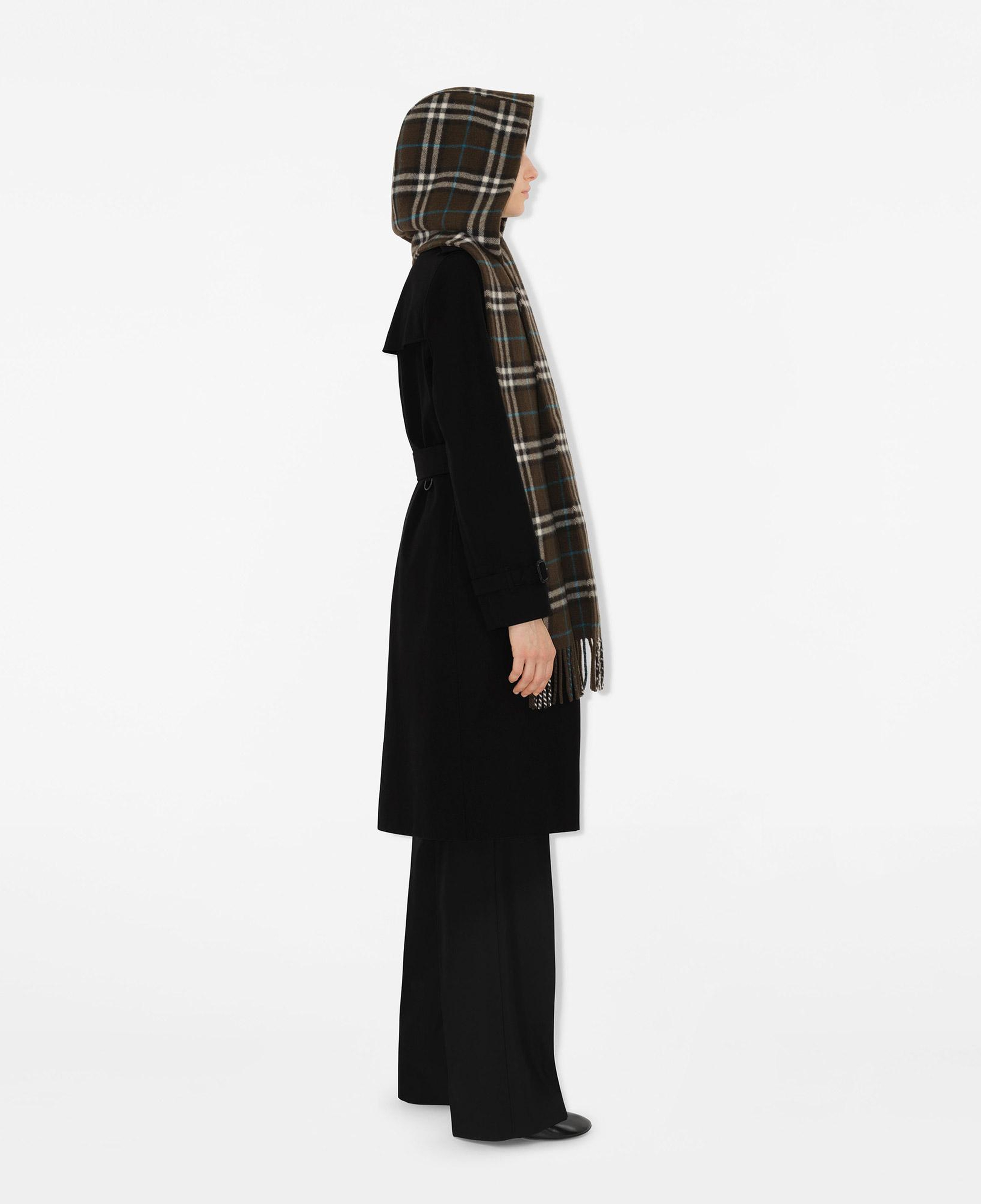 Burberry Check Kaşmir Hooded Kadın Haki Atkı