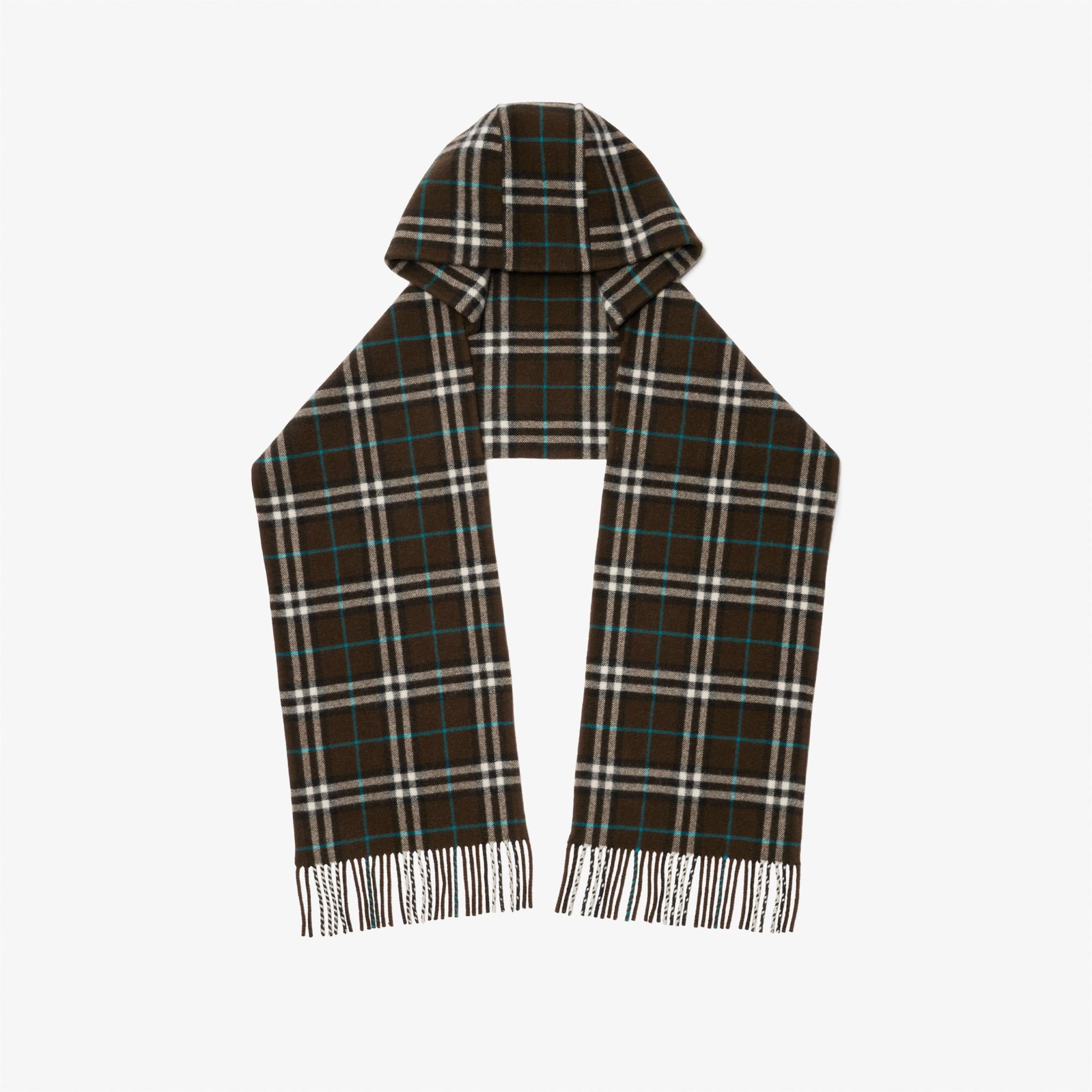 Burberry Check Kaşmir Hooded Kadın Haki Atkı