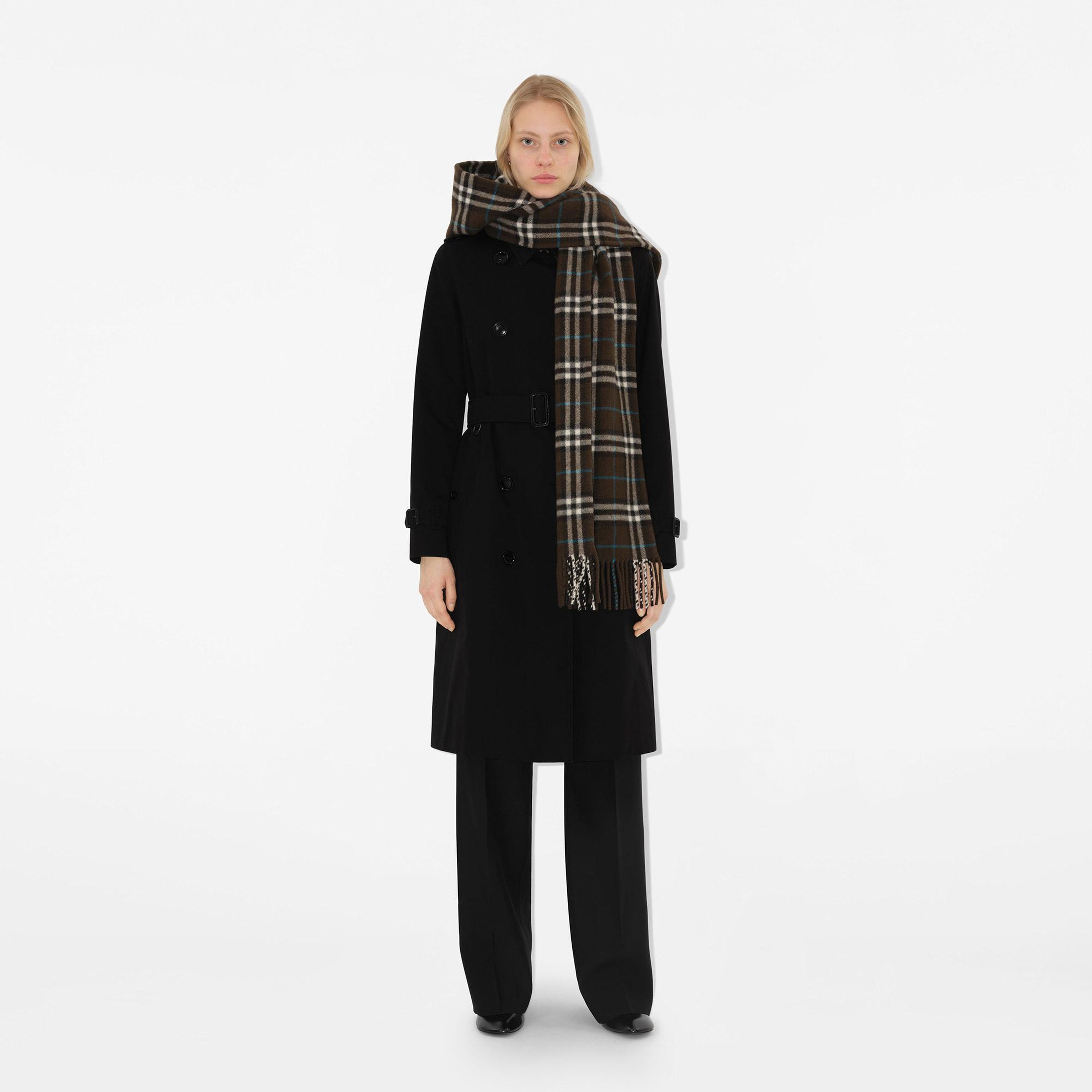 Burberry Check Kaşmir Hooded Kadın Haki Atkı