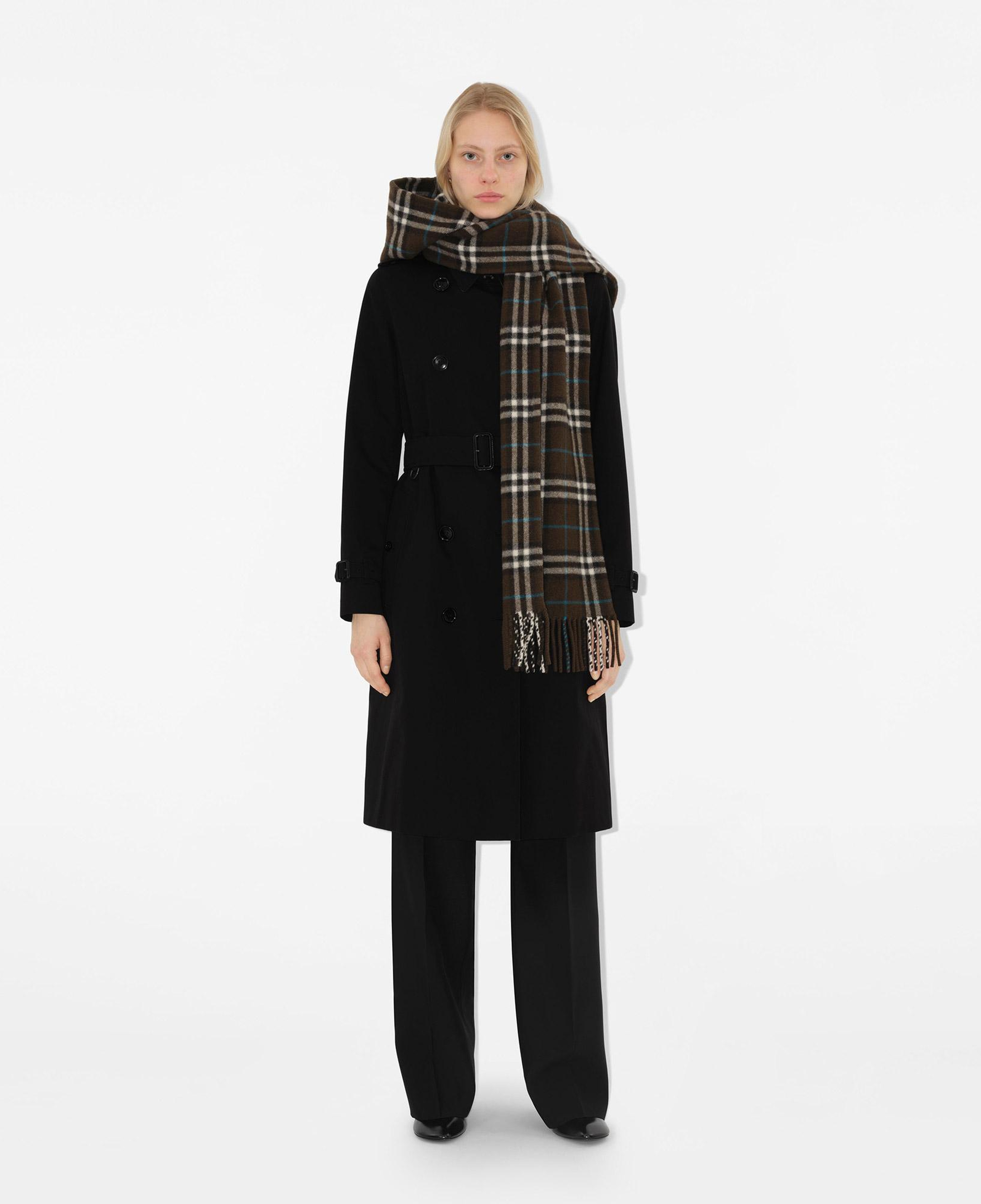 Burberry Check Kaşmir Hooded Kadın Haki Atkı