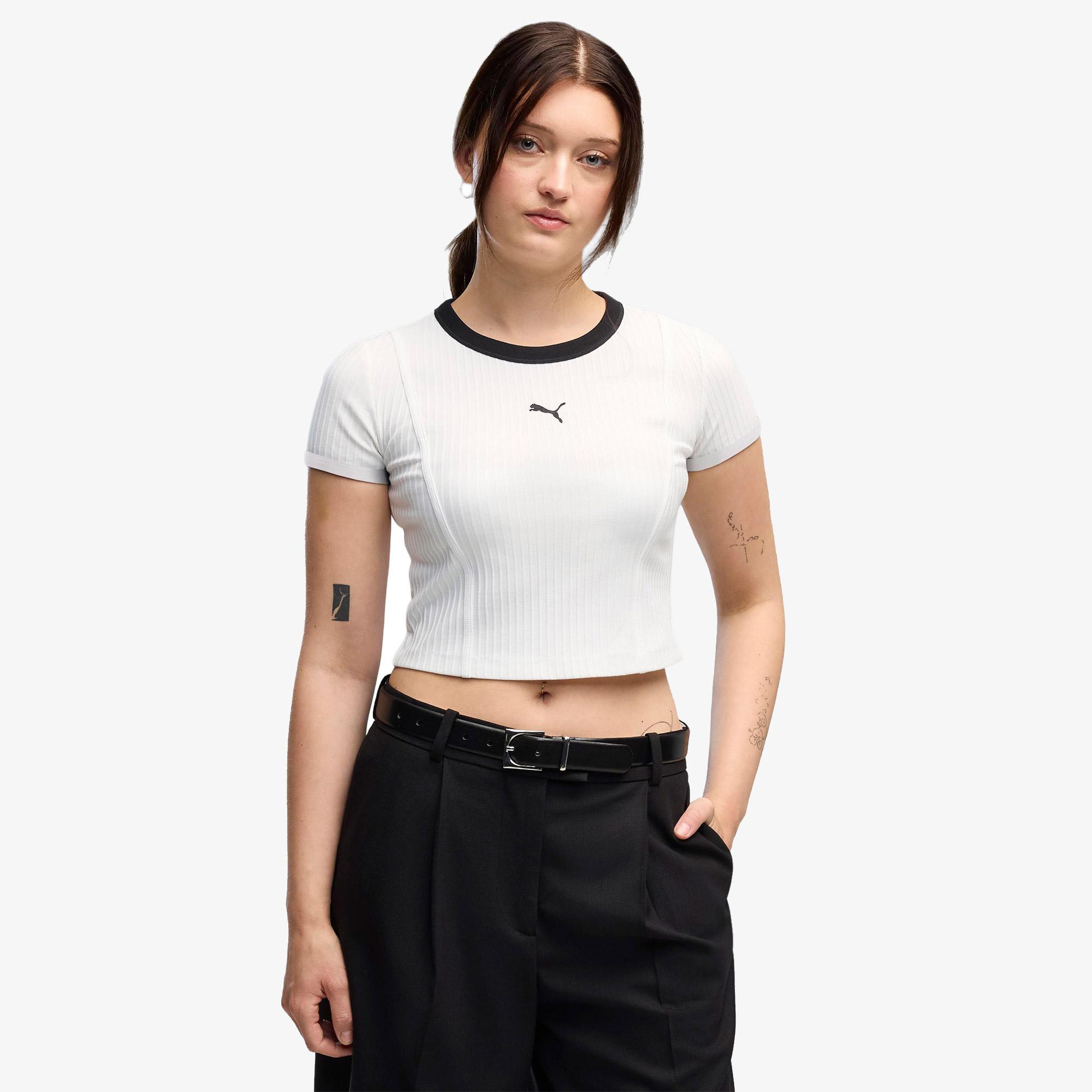 Puma Essential Ribbed Baby Kadın Beyaz T-Shirt