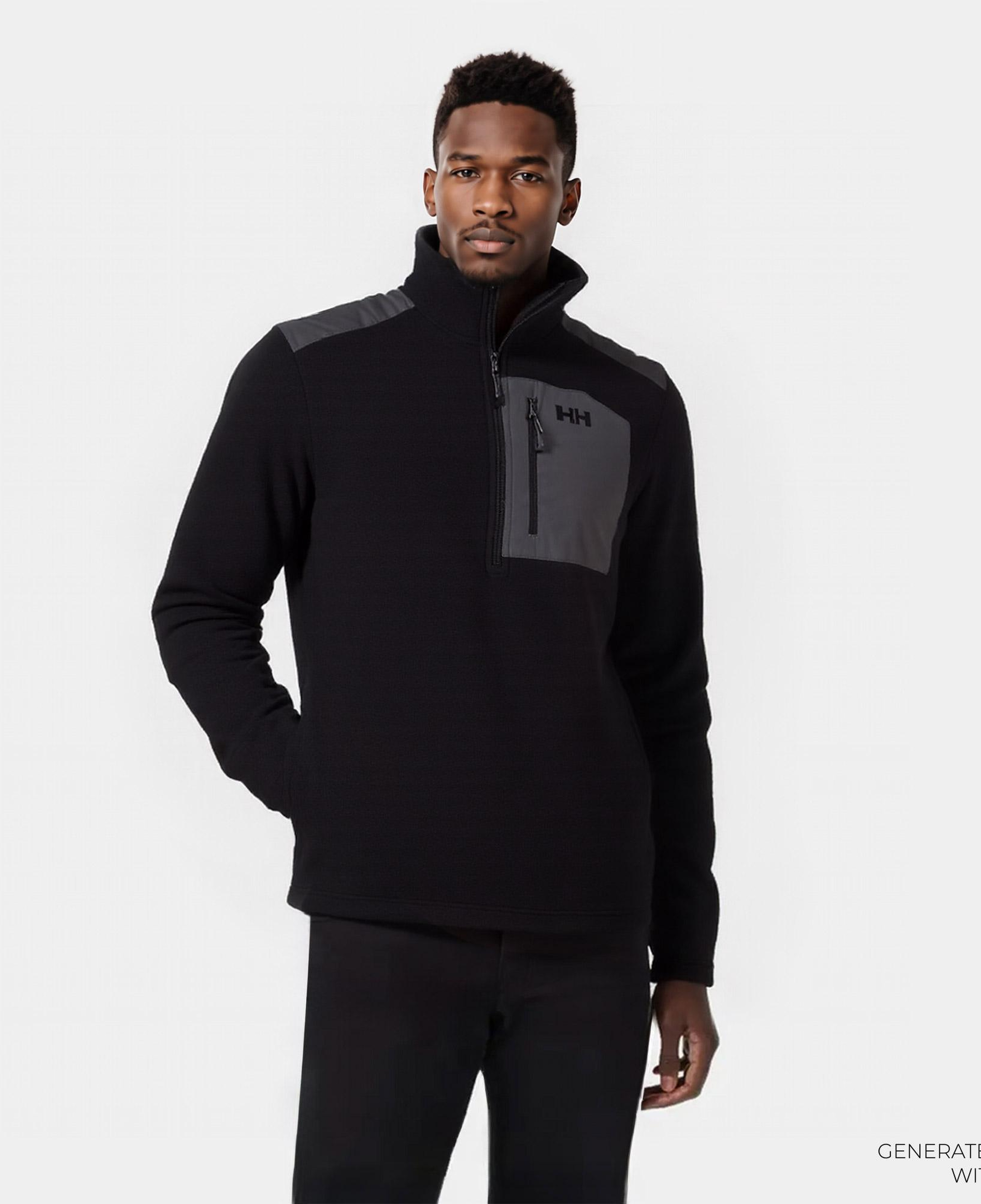 Helly Hansen Block Halfzip Erkek Siyah Yarım Fermuarlı Polar