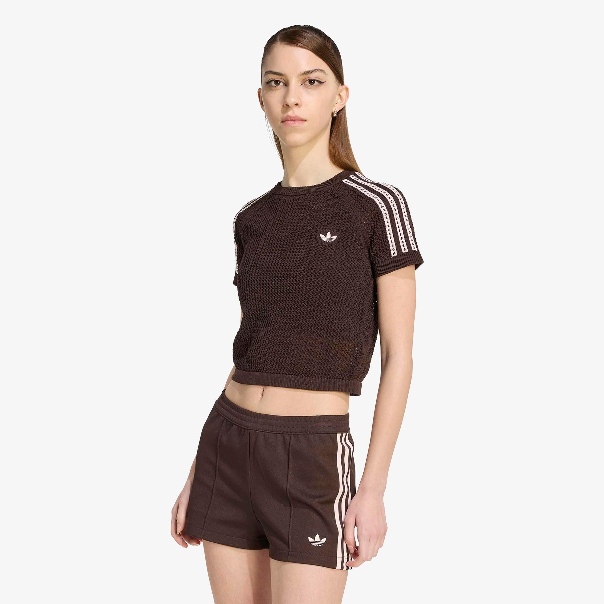 adidas Crochet Tee Kadın Kahverengi T-Shirt