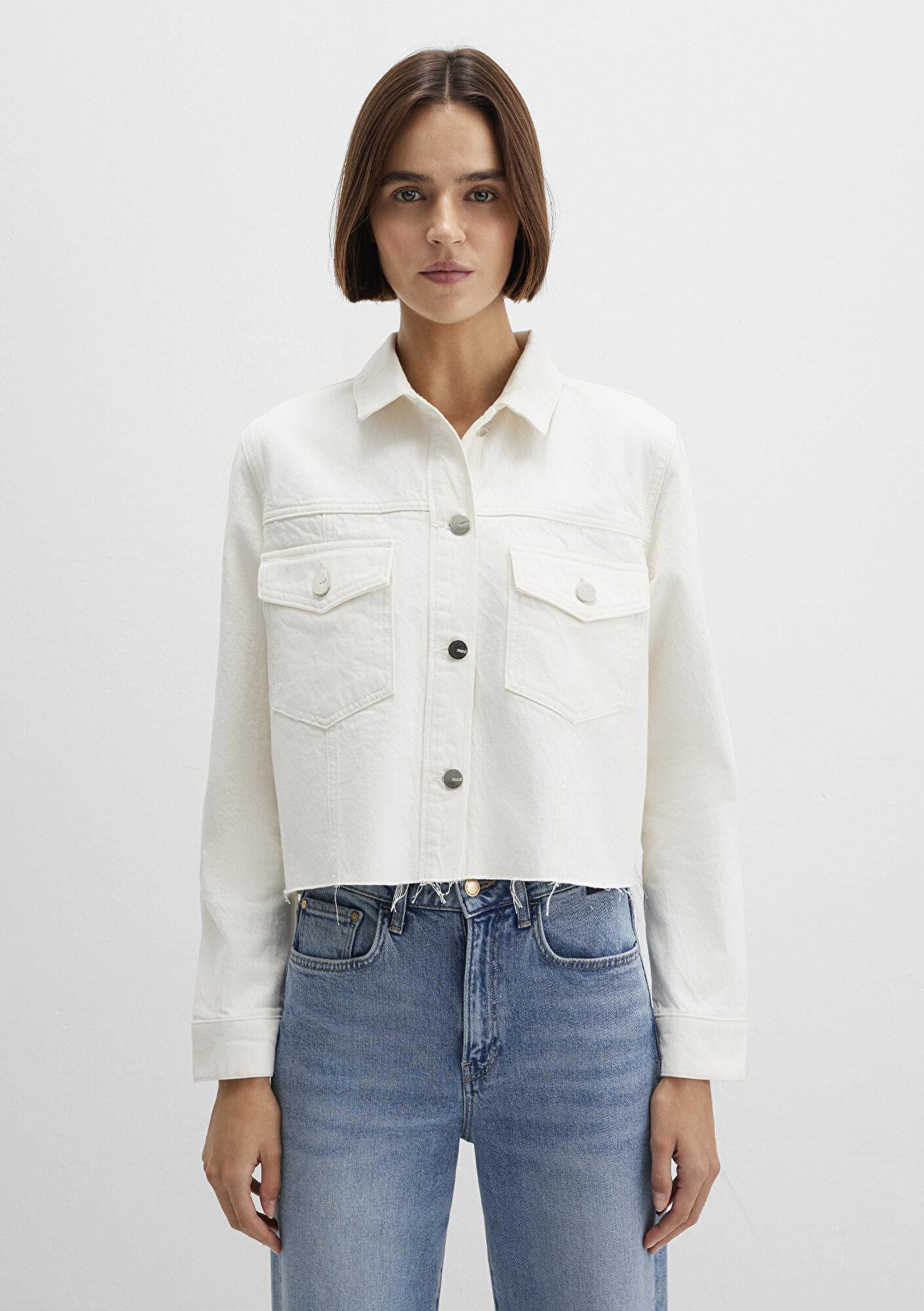 Mavi Thalia Premium Blue Beyaz Jean Ceket 1110289-89161