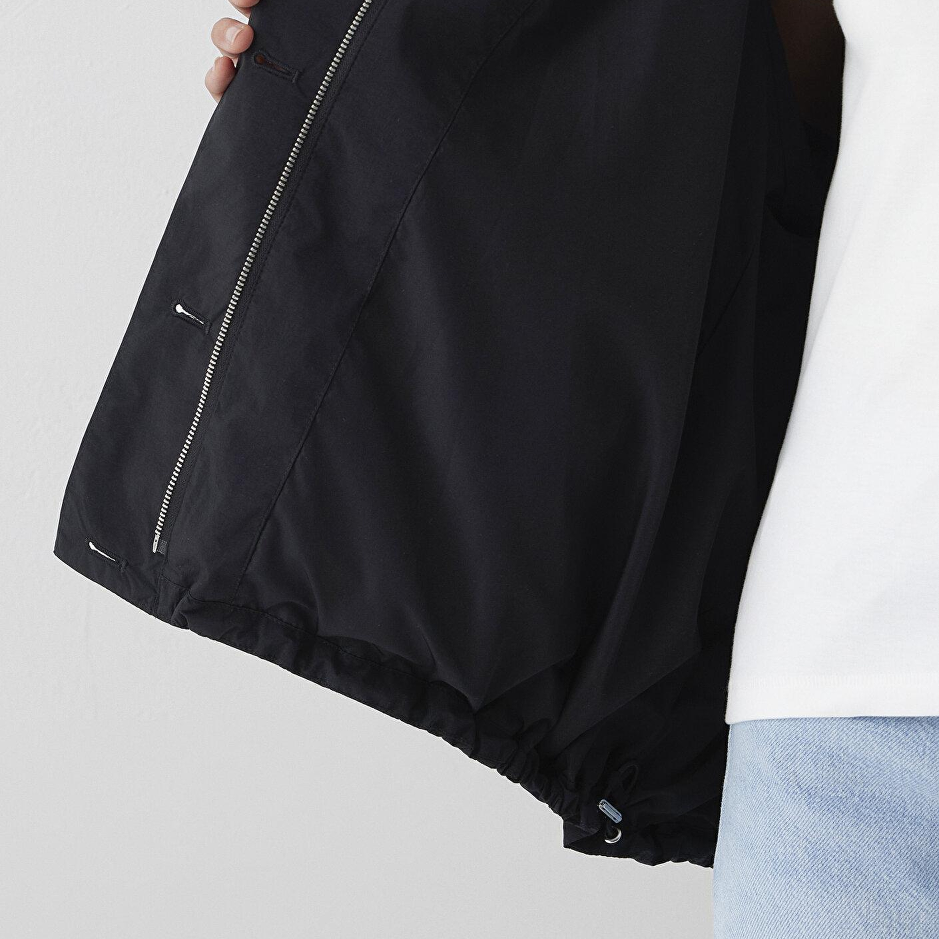 Mavi Dik Yaka Siyah Ceket Oversize / Geniş Kesim 1110870-900
