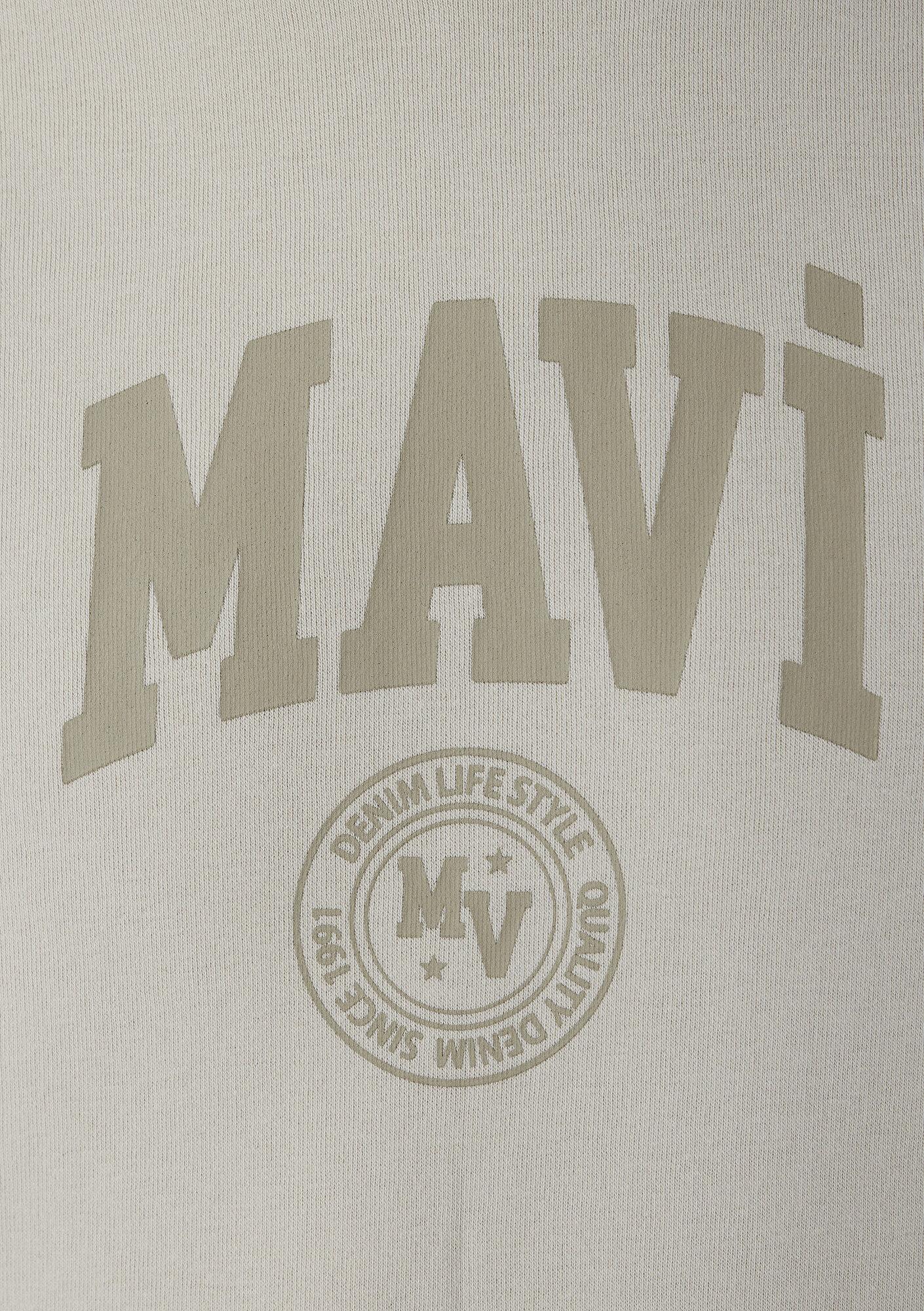 Mavi Mavi Logo Baskılı Kapüşonlu Bej Sweatshirt 0S10646-70144