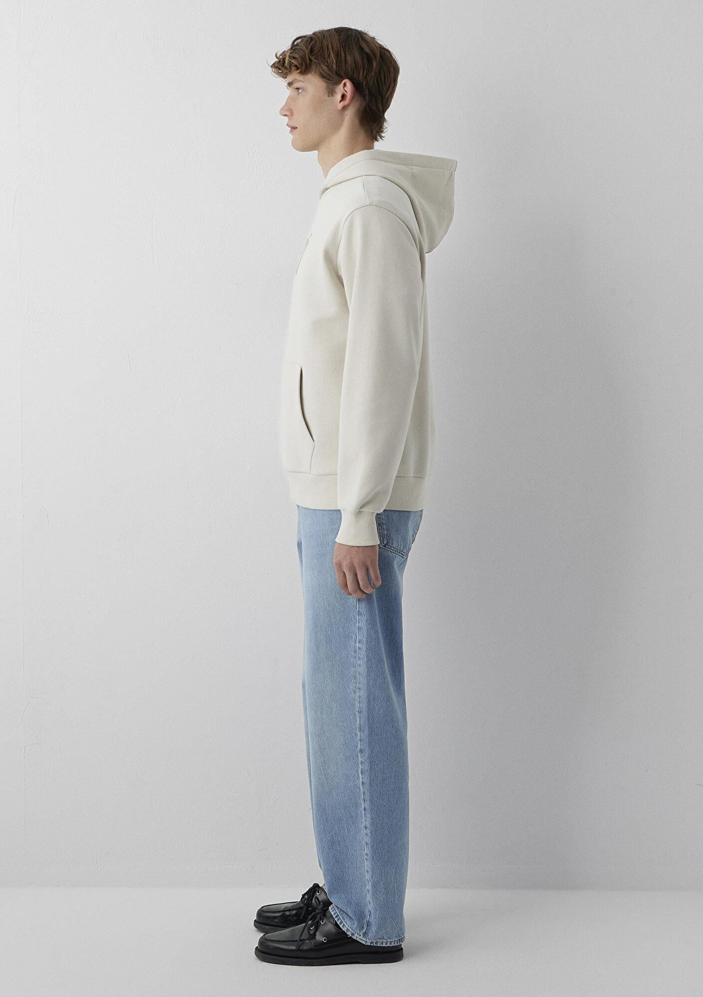 Mavi Mavi Logo Baskılı Kapüşonlu Bej Sweatshirt 0S10646-70144