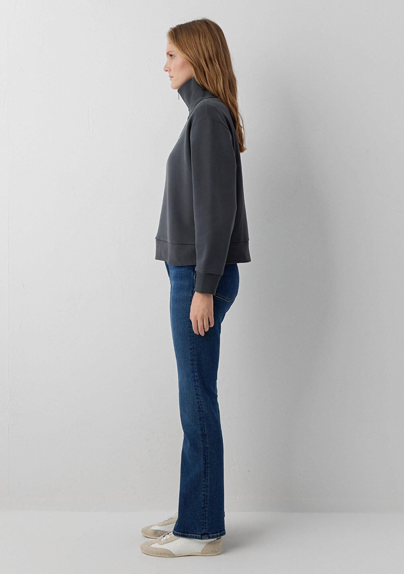 Mavi Mavi Mini Logo Yarı Fermuarlı Gri Sweatshirt 1S10564-91268