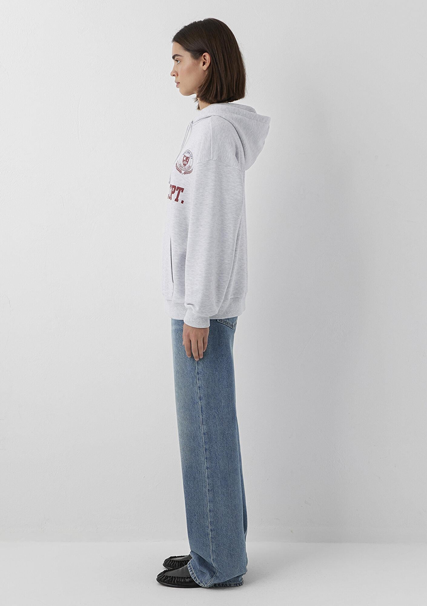 Mavi Baskılı Gri Sweatshirt 1S20021-80196