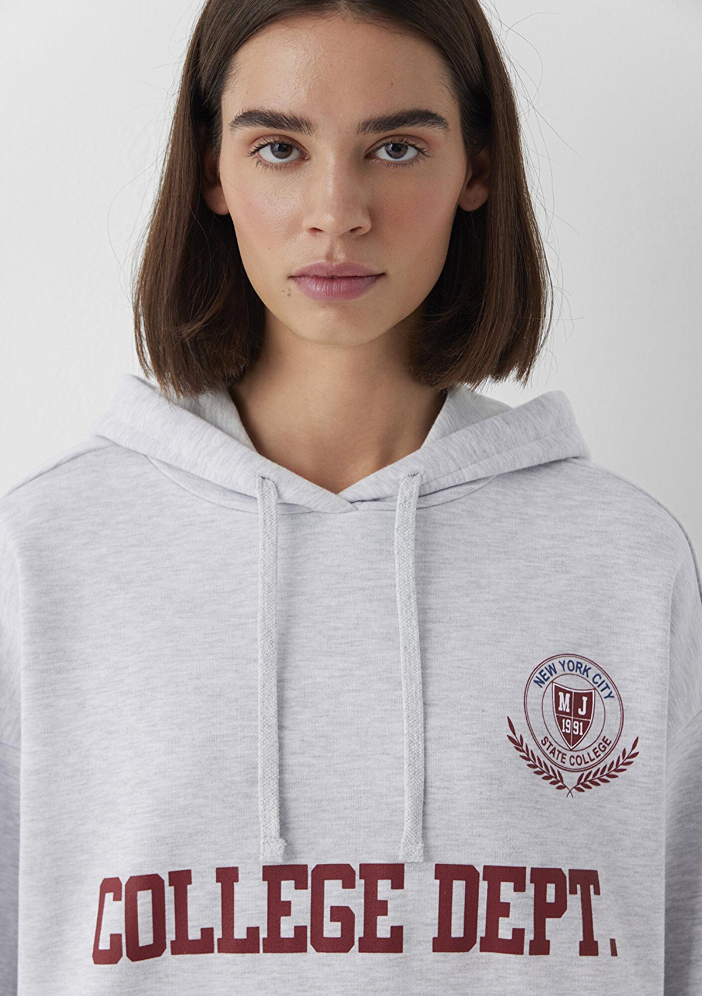 Mavi Baskılı Gri Sweatshirt 1S20021-80196