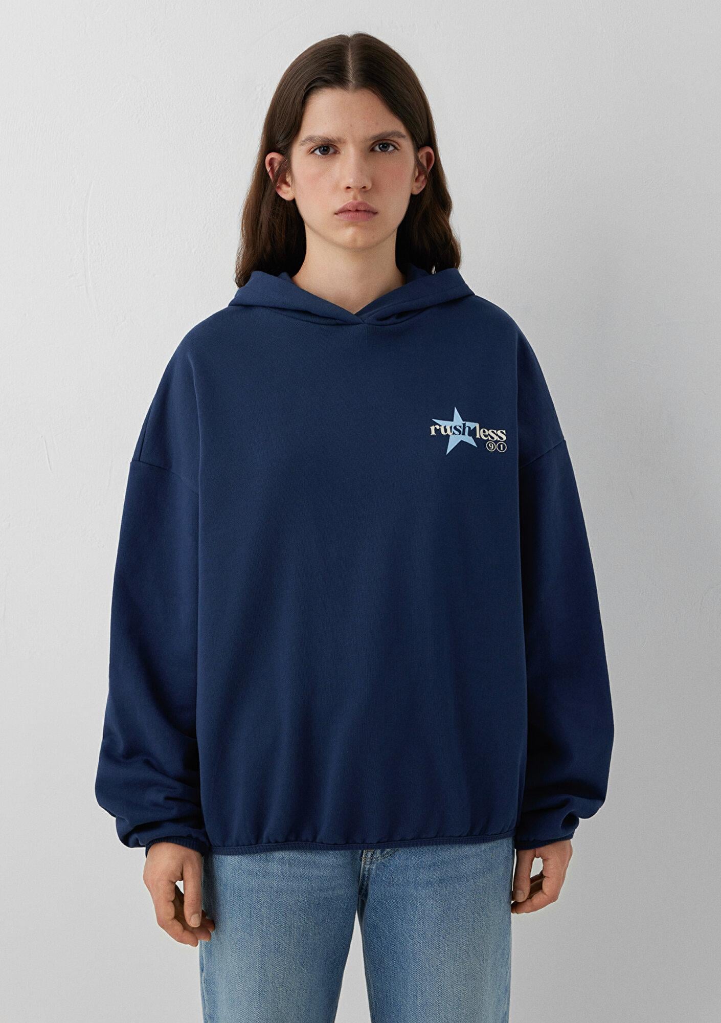 Mavi Kapüşonlu Lacivert Sweatshirt 1S20106-70487