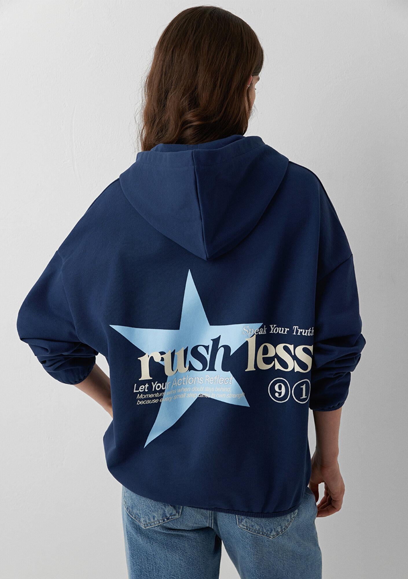 Mavi Kapüşonlu Lacivert Sweatshirt 1S20106-70487