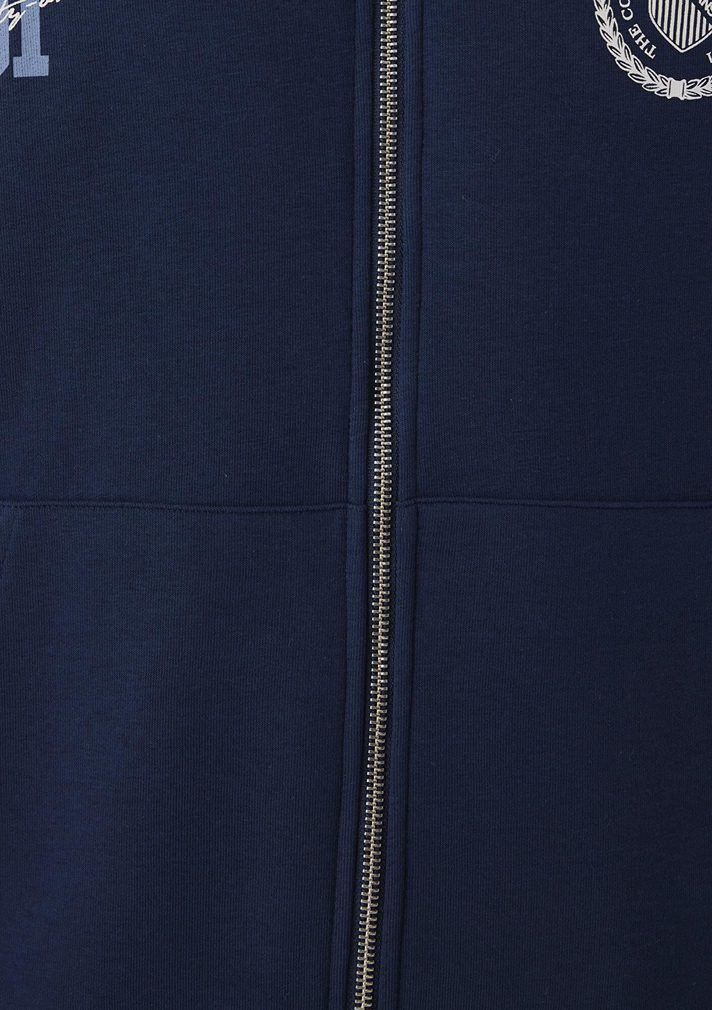 Mavi Mavi Logo Baskılı Kapüşonlu Fermuarlı Lacivert Sweatshirt 0S10682-82318