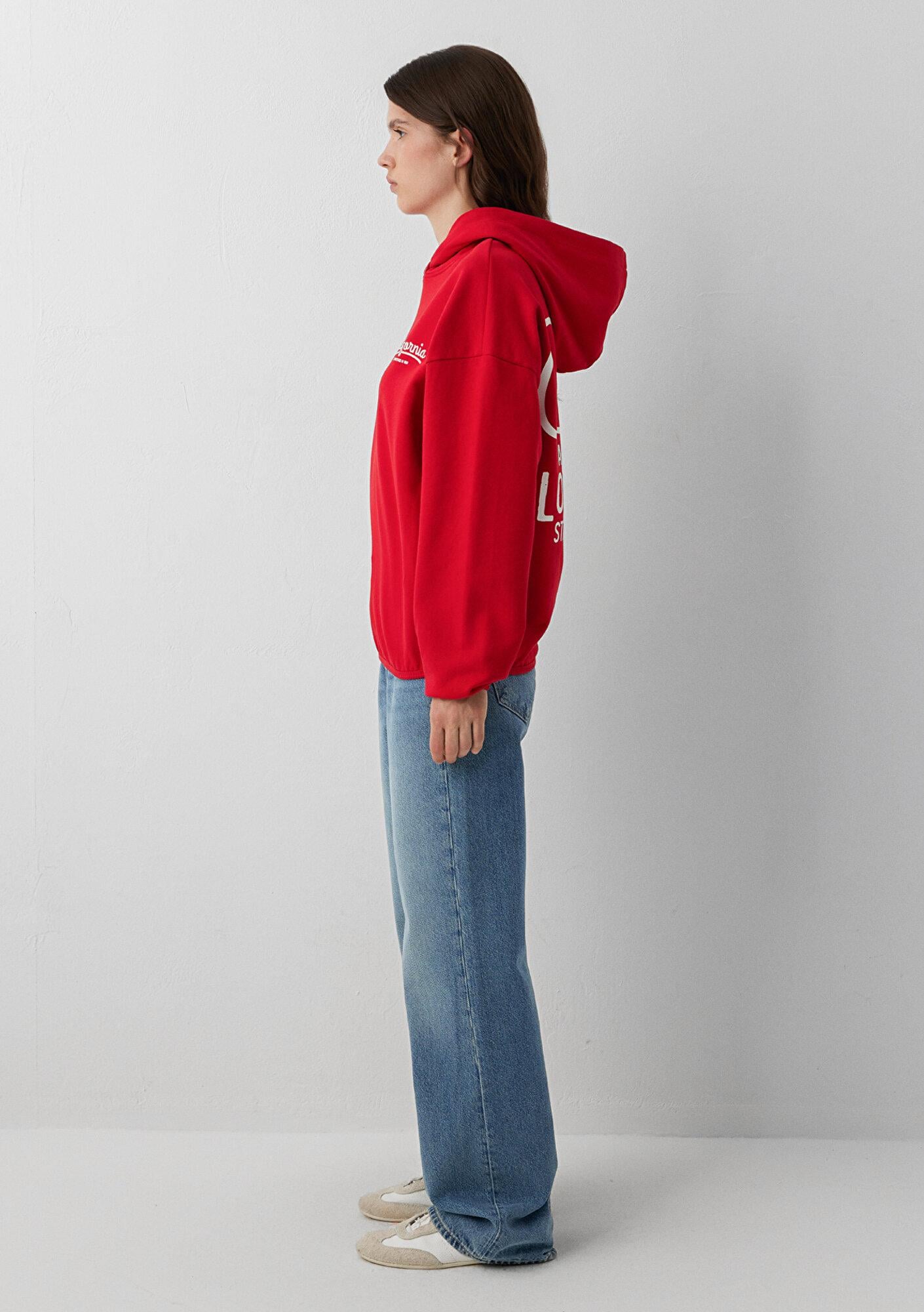 Mavi Kapüşonlu Kırmızı Sweatshirt 1S20105-86417