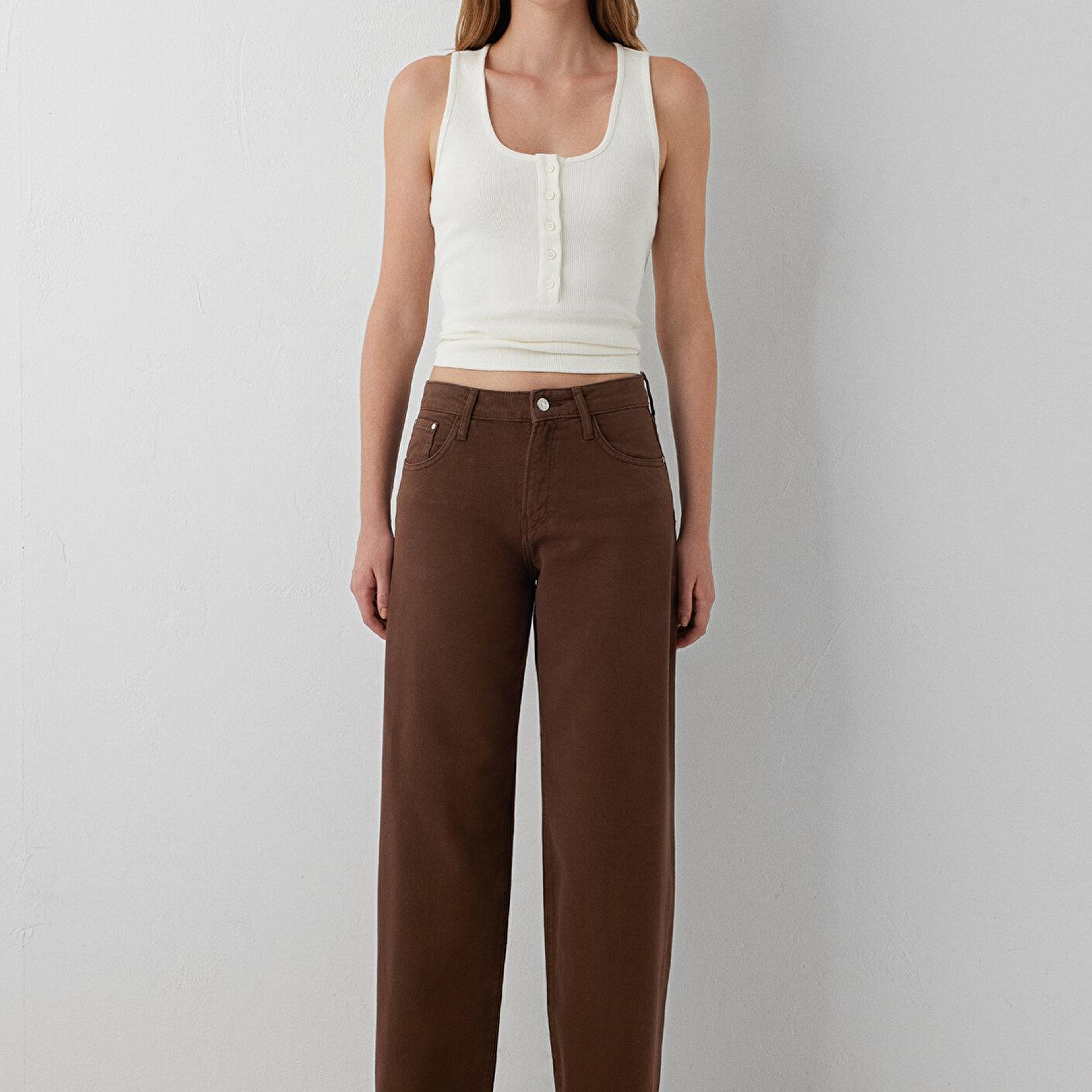 Mavi Leila Real Blue Kahverengi Gabardin Pantolon 1010600-A7453