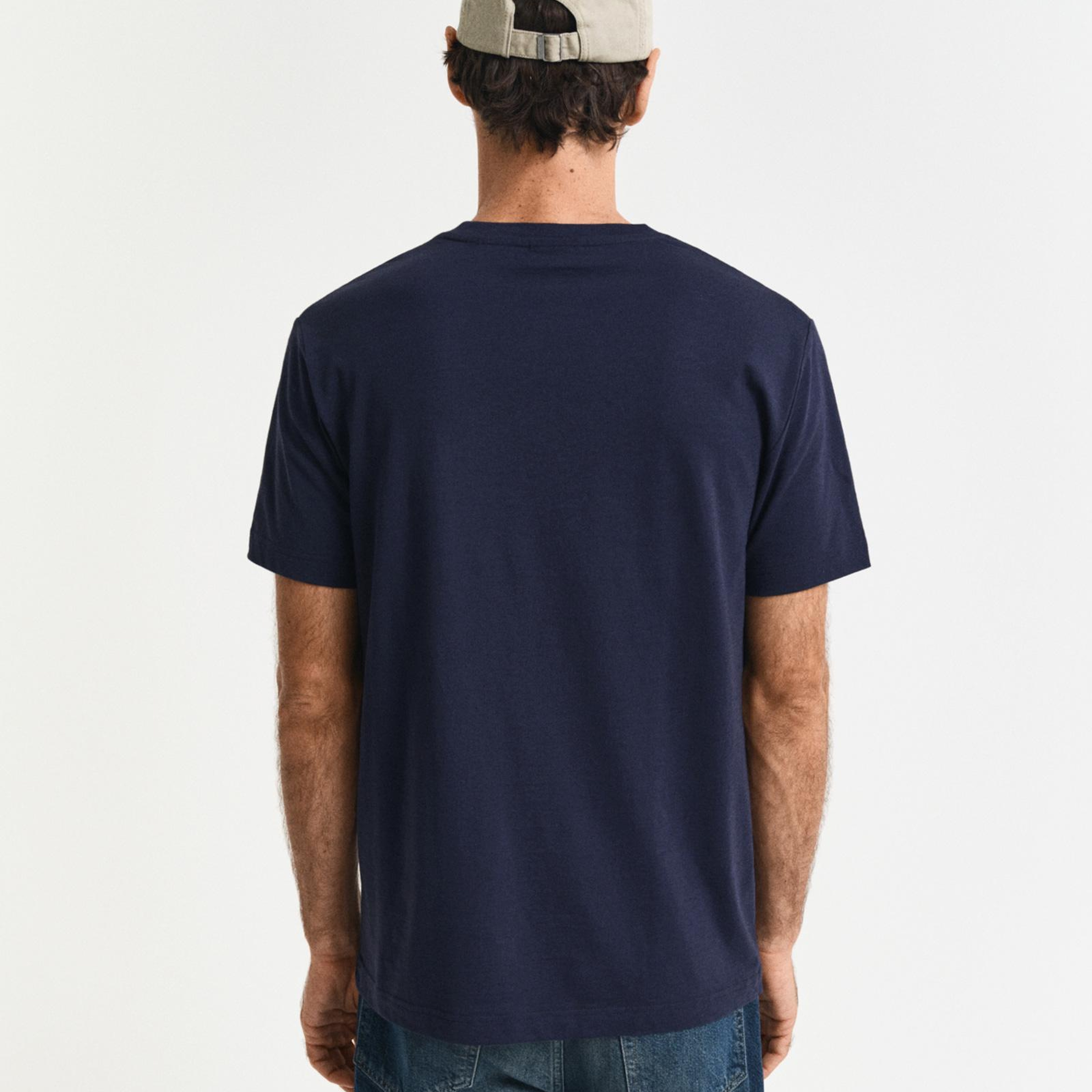 GANT Erkek Lacivert Regular Fit Bisiklet Yaka T-Shirt