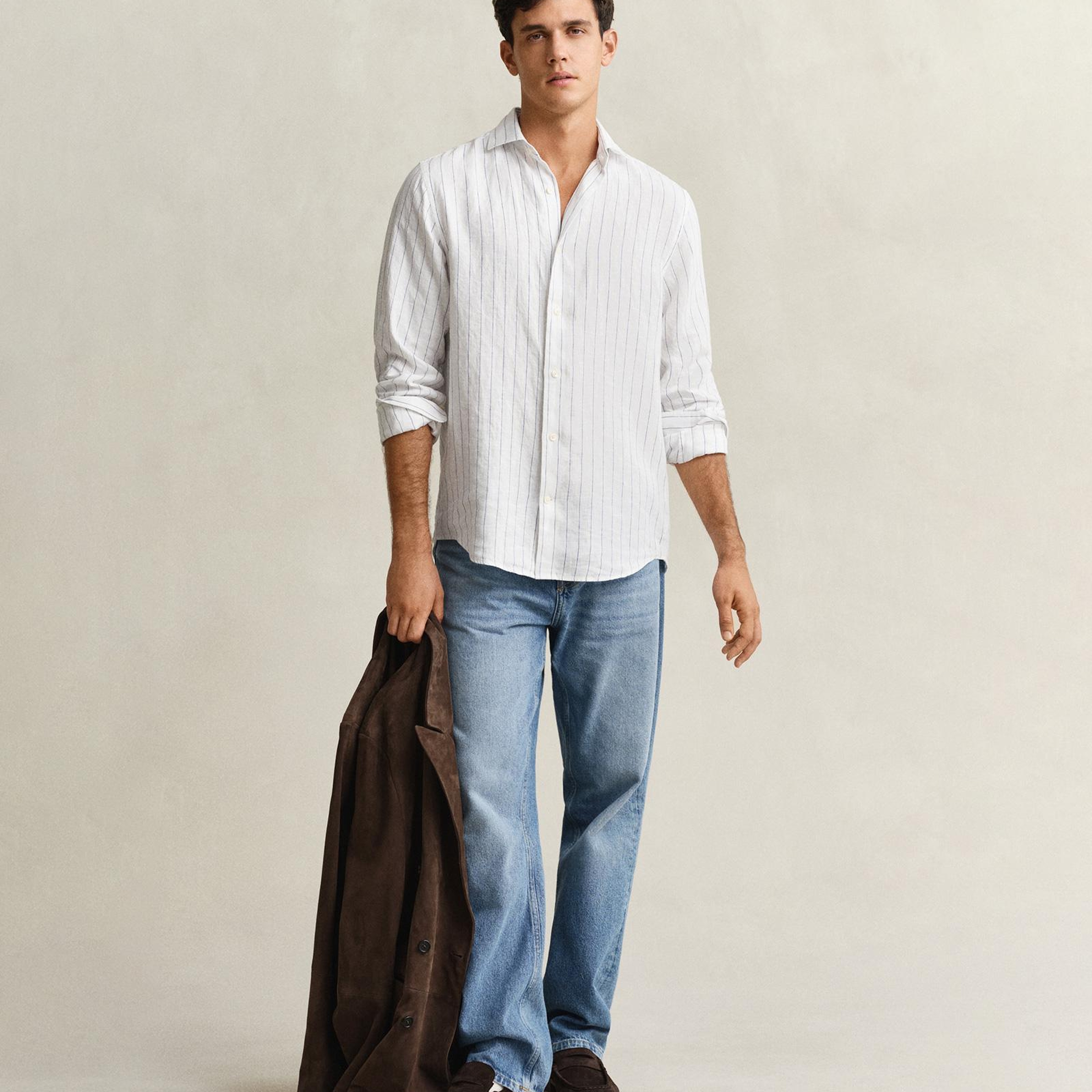 GANT Erkek Beyaz Regular Fit Çizgili Gömlek