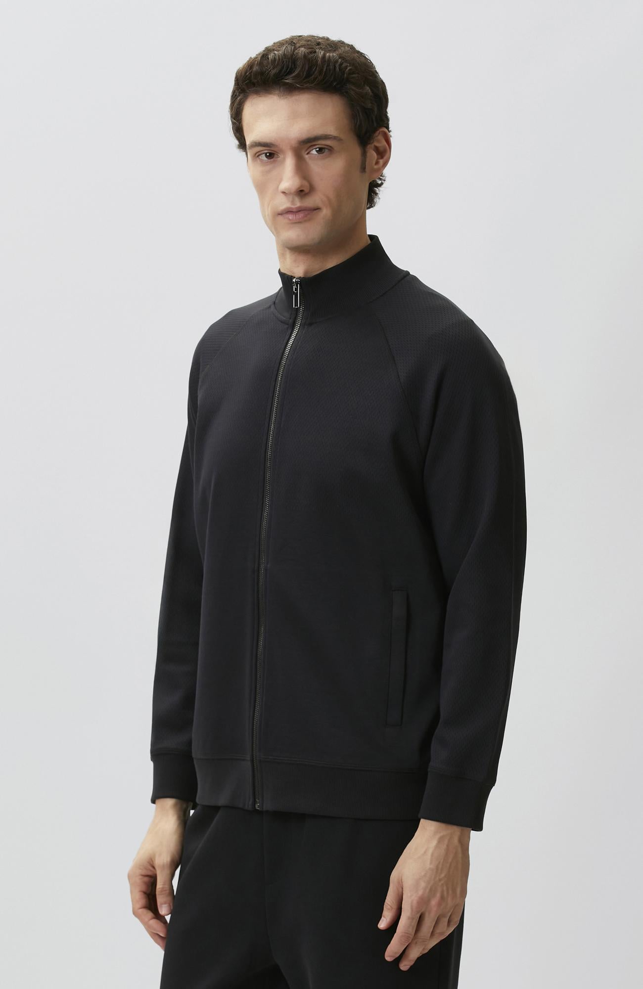 Network Erkek Siyah Fermuarlı Sweatshirt