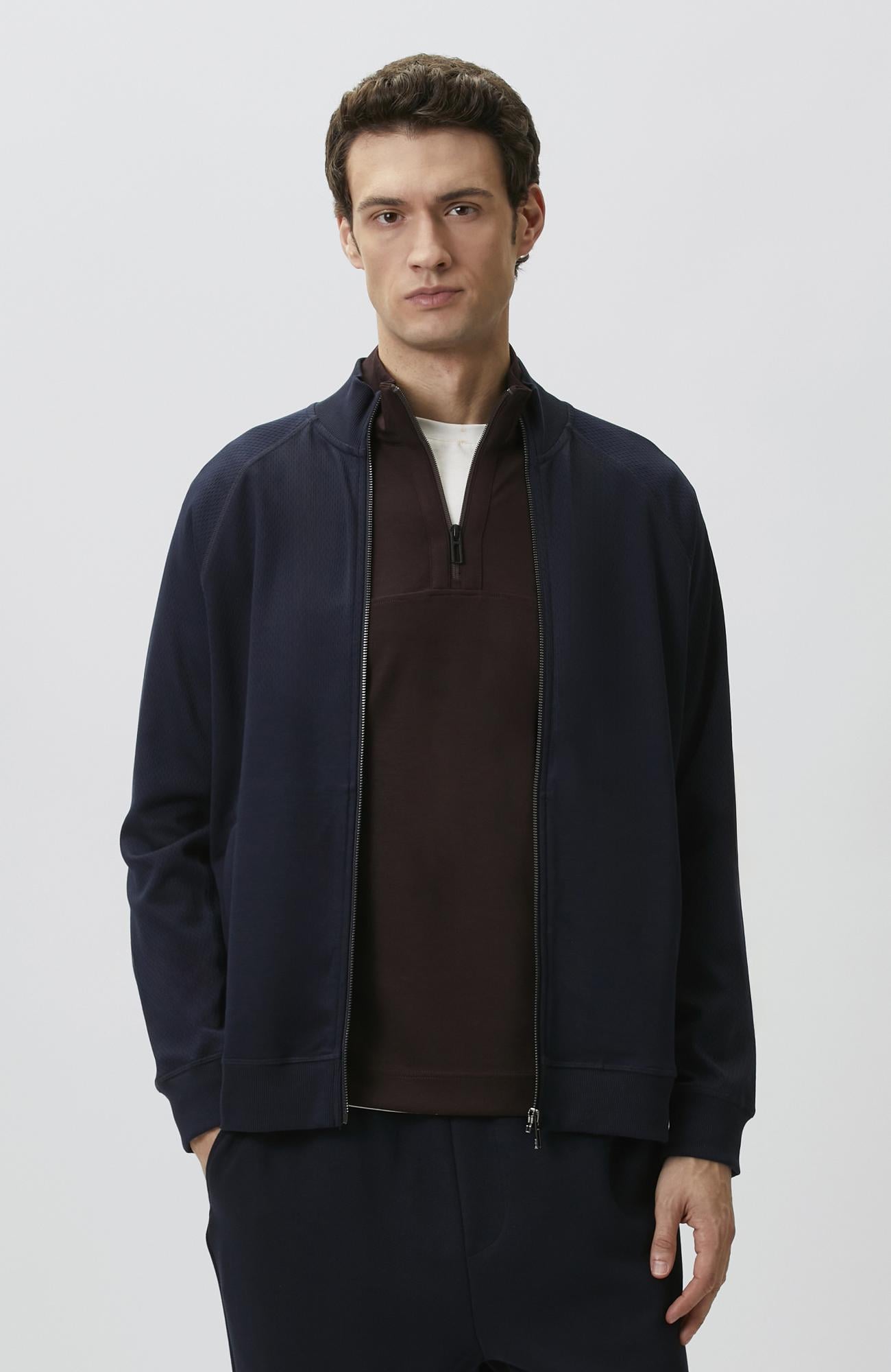 Network Erkek Lacivert Fermuarlı Sweatshirt