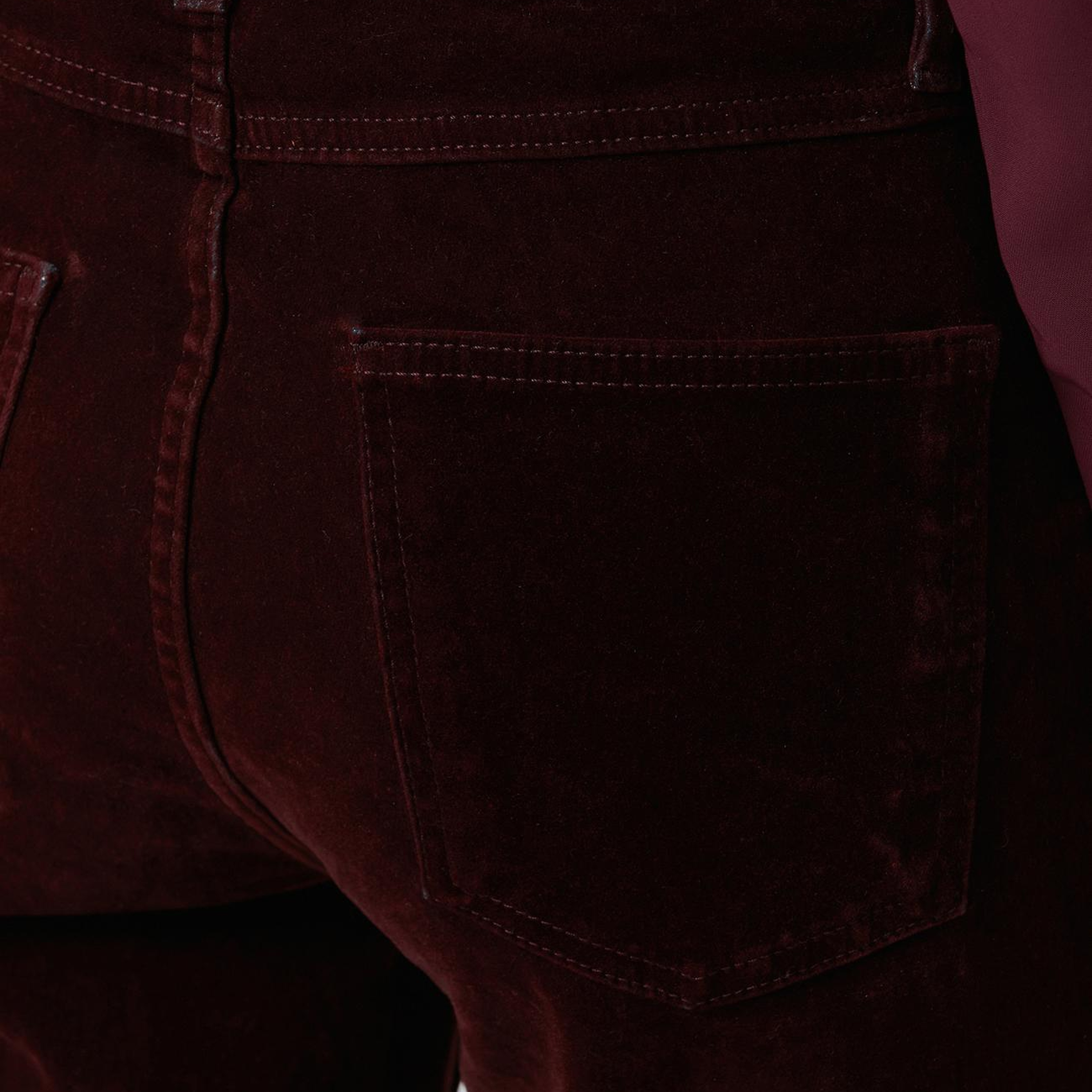 Network Kadın Bordo Straight Fit Kadife Denim Pantolon