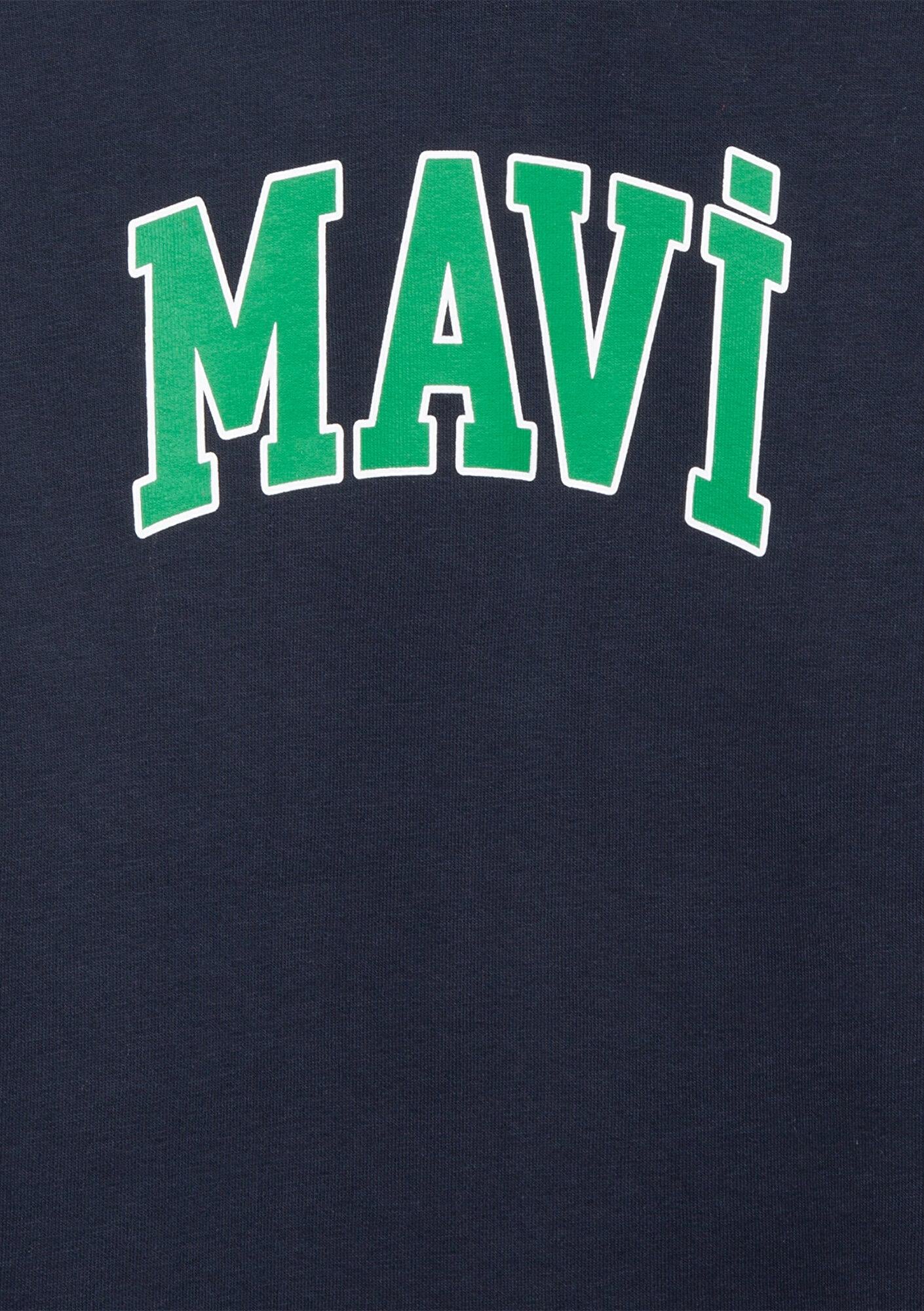 Mavi Mavi Logo Baskılı Lacivert Kapüşonlu Sweatshirt 6610110-70490