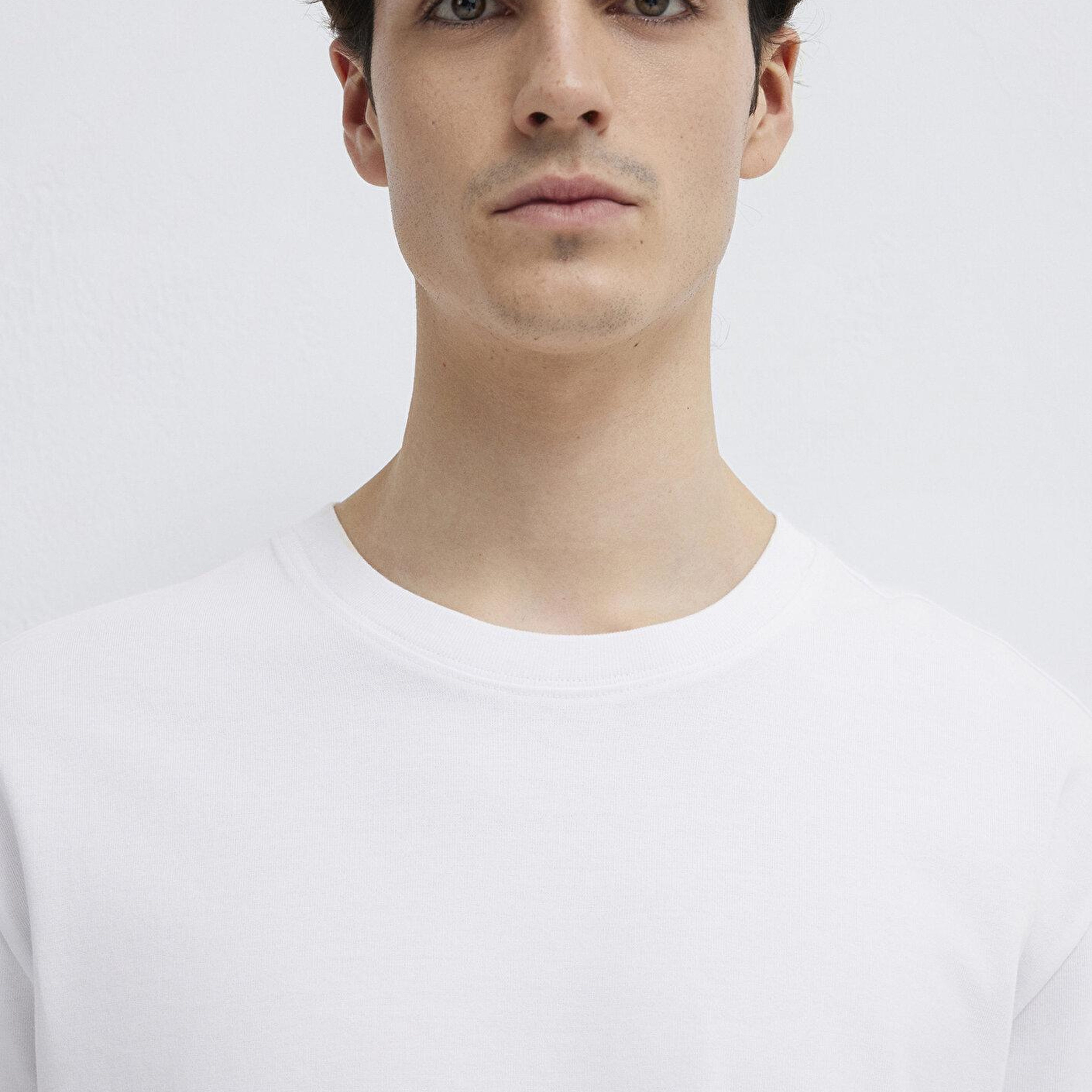 Mavi Bisiklet Yaka Beyaz Basic Tişört Loose Fit / Bol Rahat Kesim 0611596-620