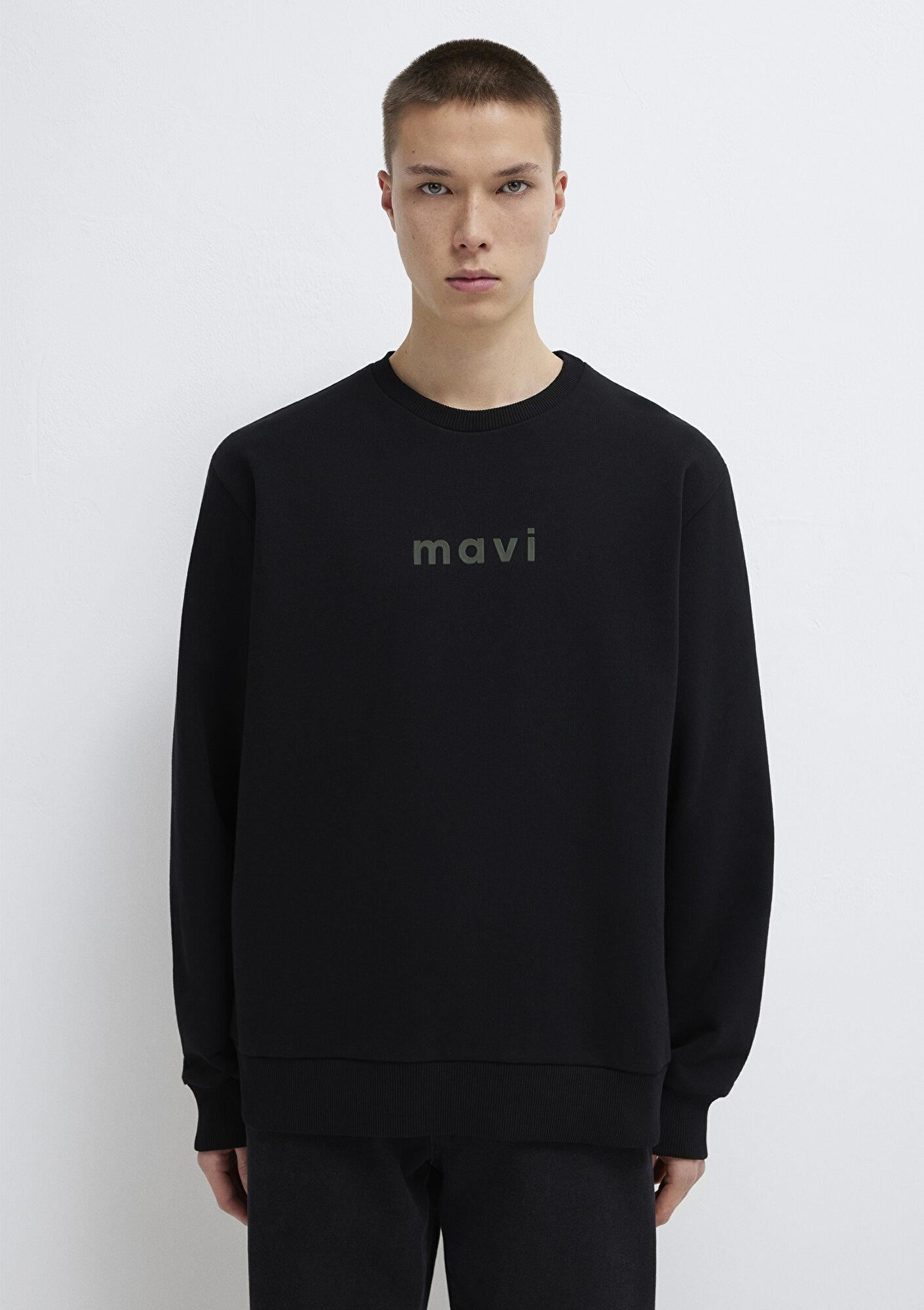 Mavi Mavi Logo Baskılı Siyah Sweatshirt 0S10556-900