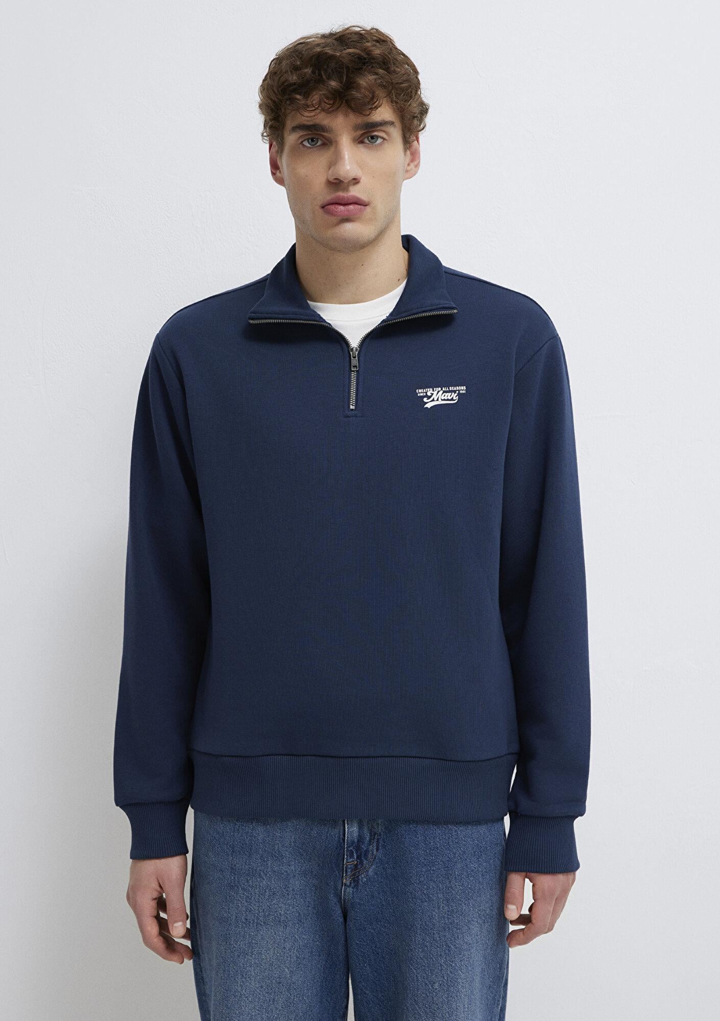 Mavi Yarı Fermuarlı Lacivert Sweatshirt 0S10465-70497