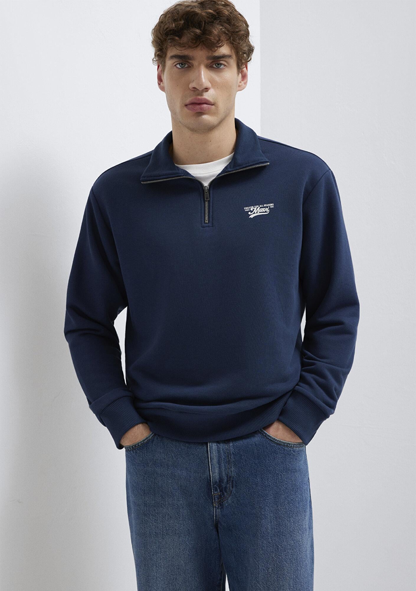 Mavi Yarı Fermuarlı Lacivert Sweatshirt 0S10465-70497