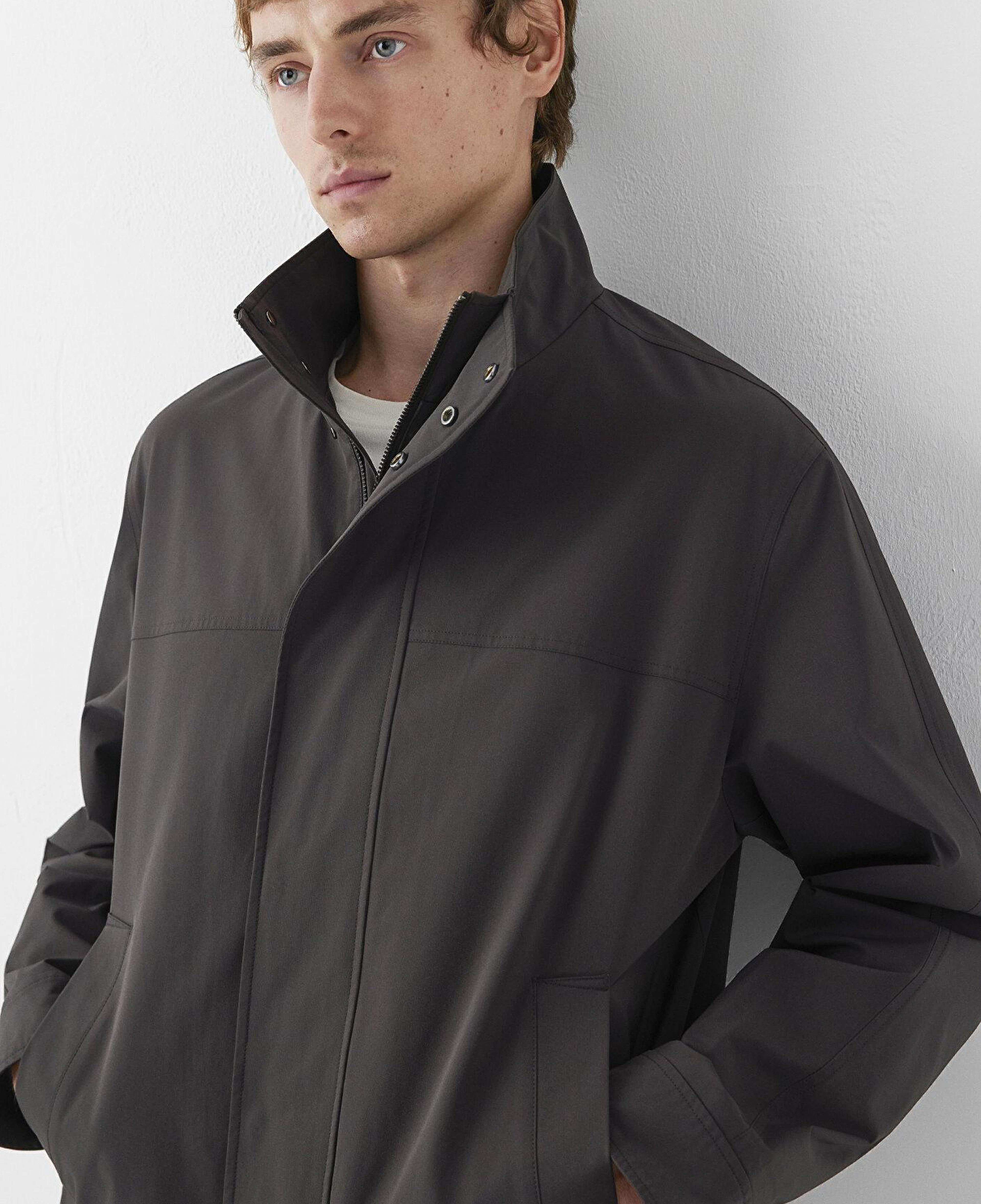 Mavi Dik Yaka Kahverengi Ceket Loose Fit / Bol Rahat Kesim 0110855-90892