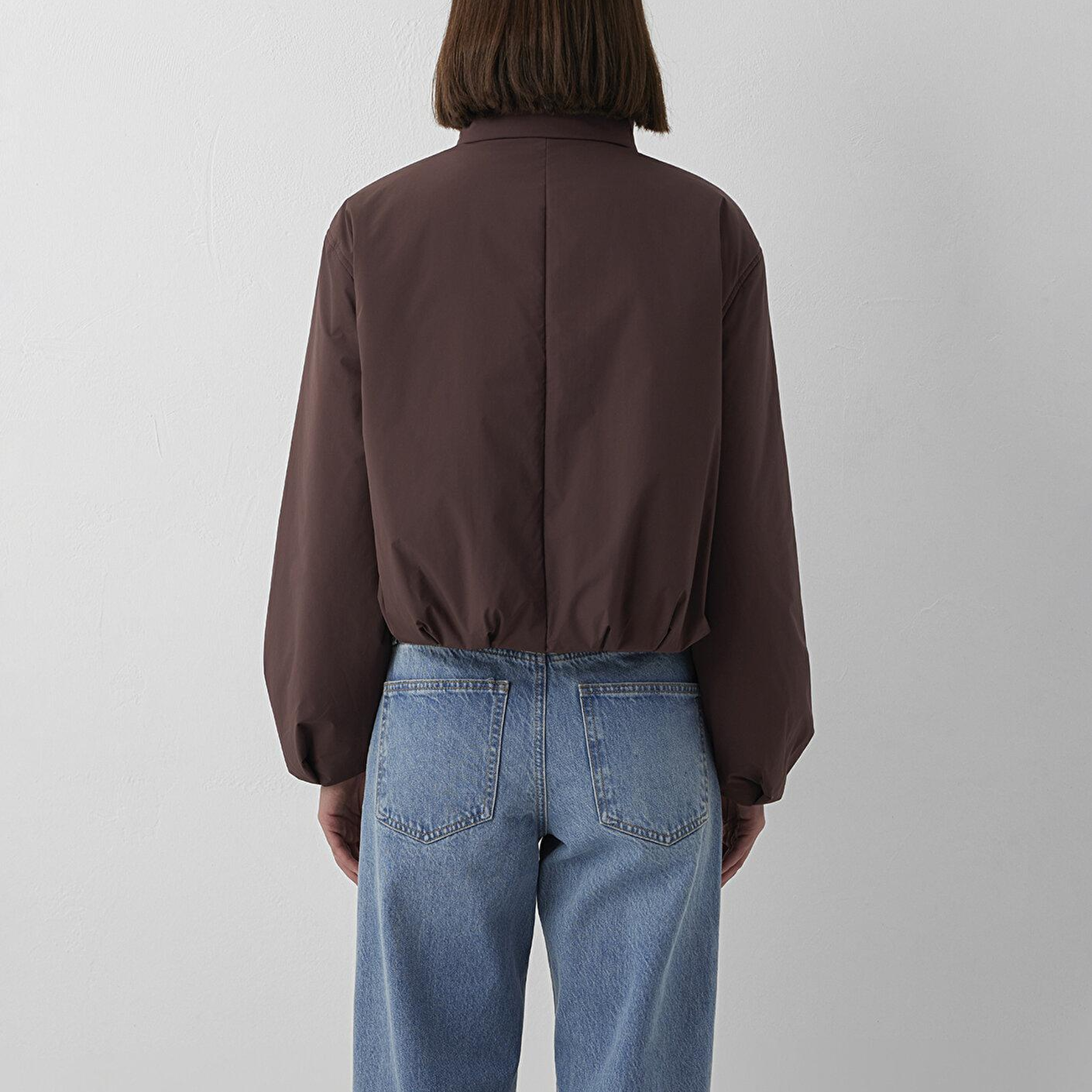 Mavi Su İtici Dik Yaka Kahverengi Şişme Mont Oversize / Geniş Kesim 1110815-70259