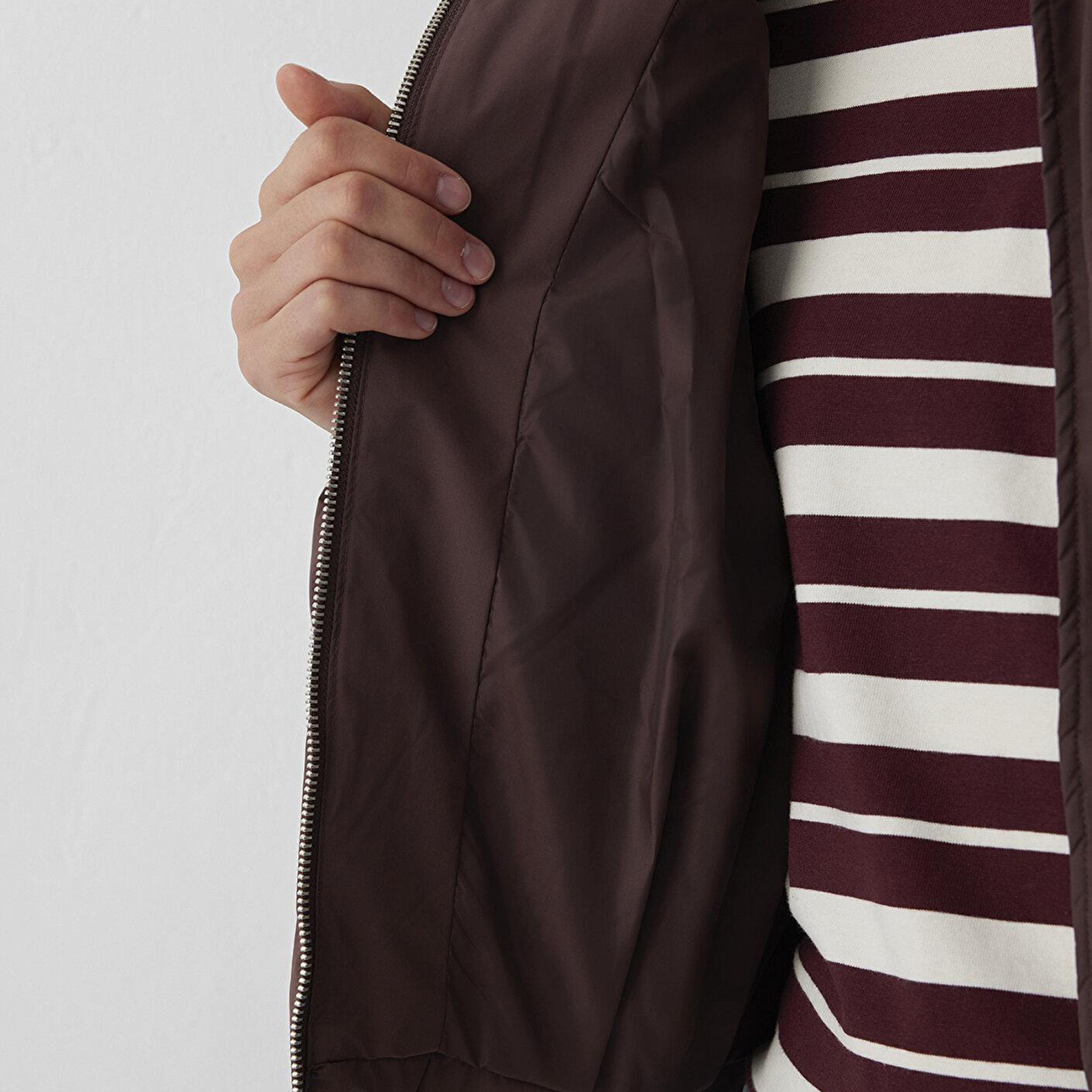 Mavi Su İtici Dik Yaka Kahverengi Şişme Mont Oversize / Geniş Kesim 1110815-70259