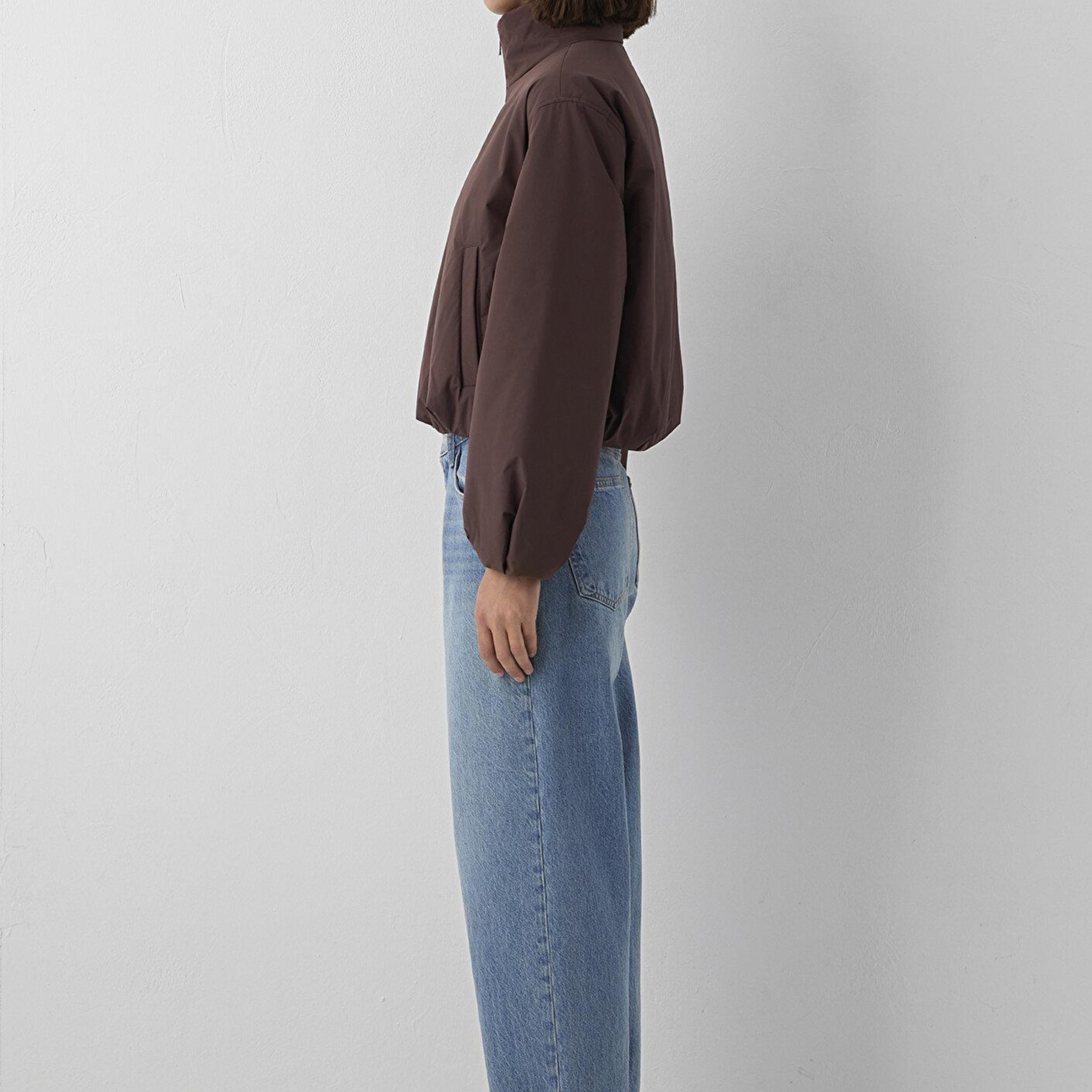 Mavi Su İtici Dik Yaka Kahverengi Şişme Mont Oversize / Geniş Kesim 1110815-70259