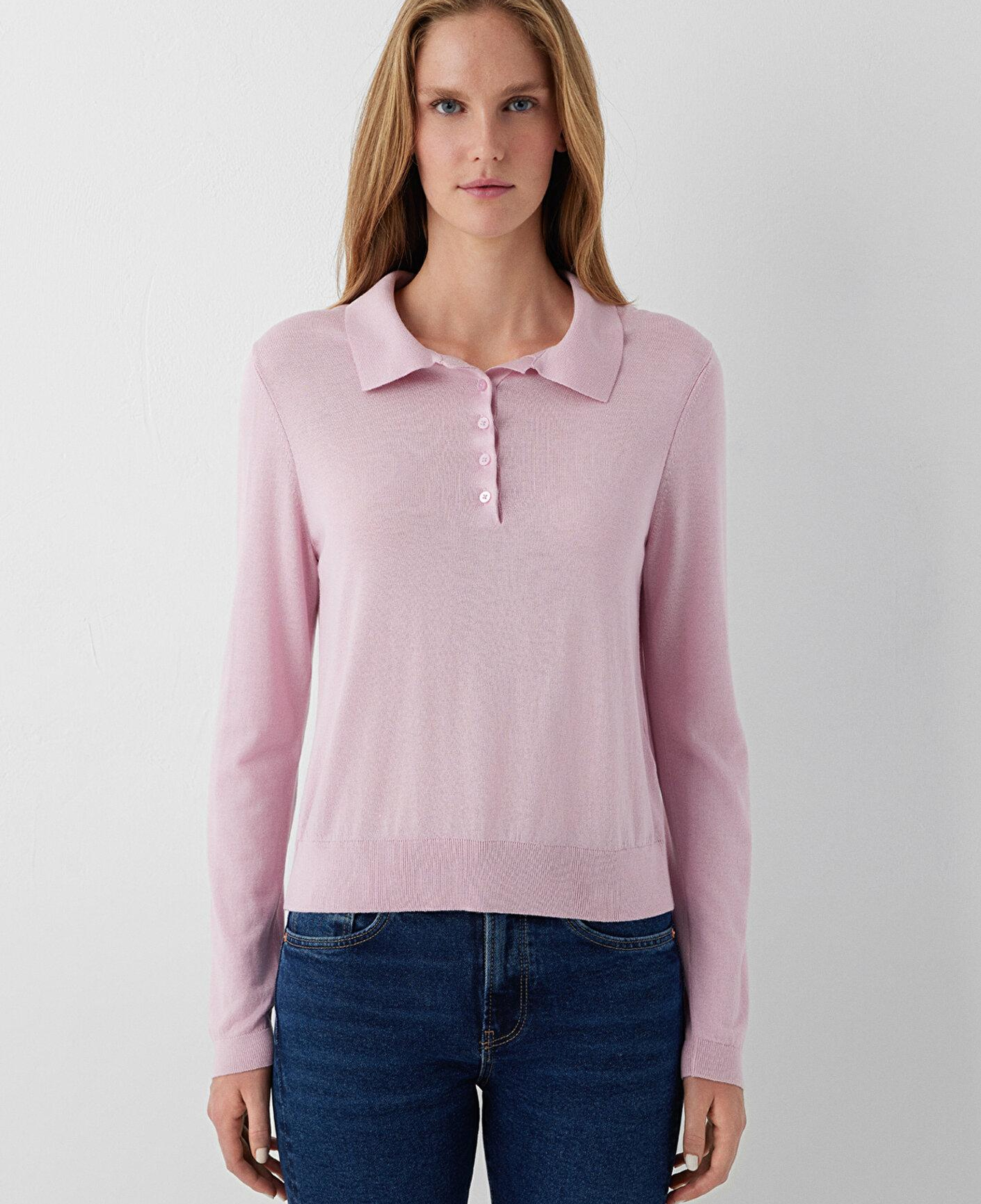 Mavi Pembe Polo Yaka Triko Slim Fit / Dar Kesim 1710925-71008