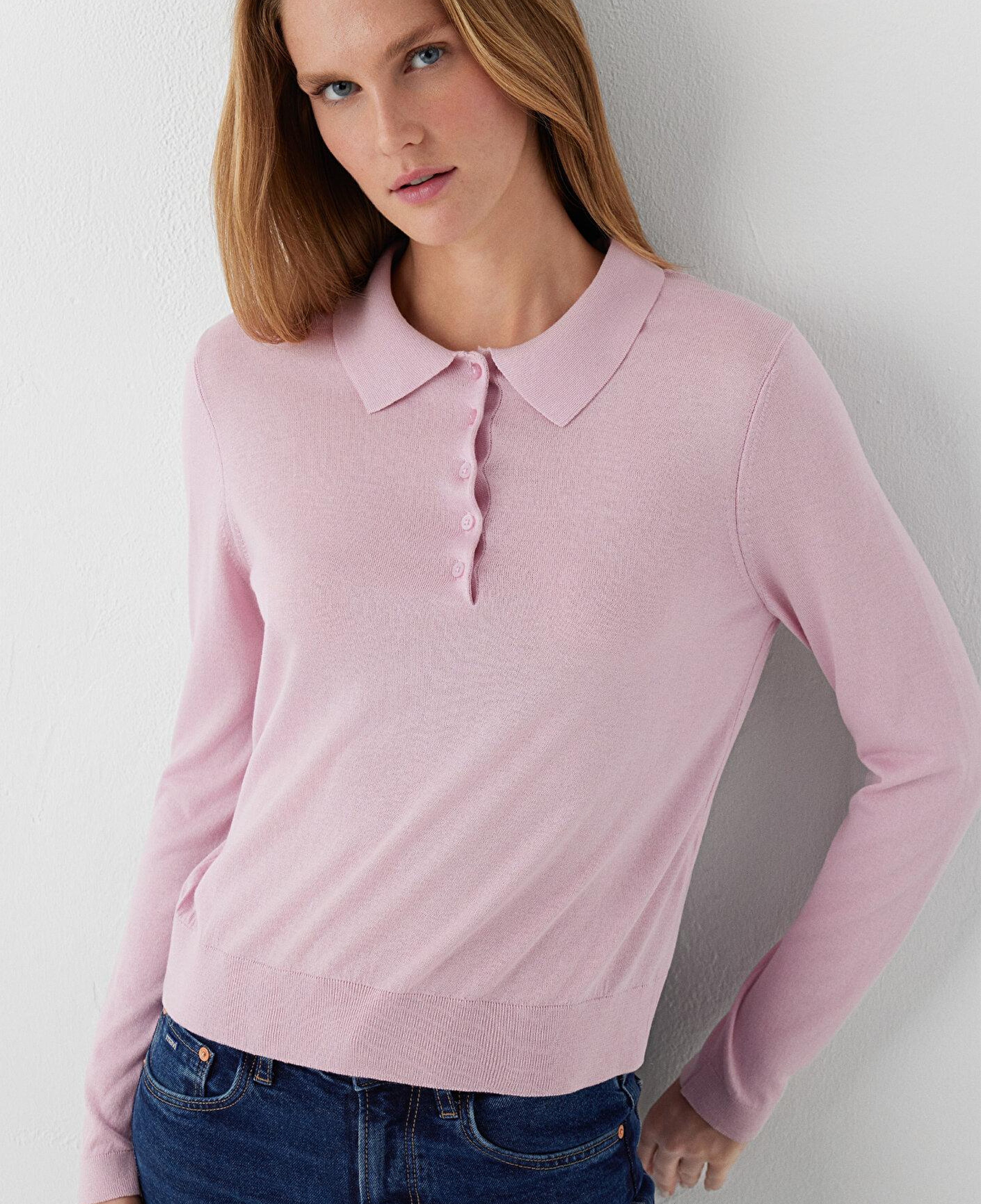 Mavi Pembe Polo Yaka Triko Slim Fit / Dar Kesim 1710925-71008