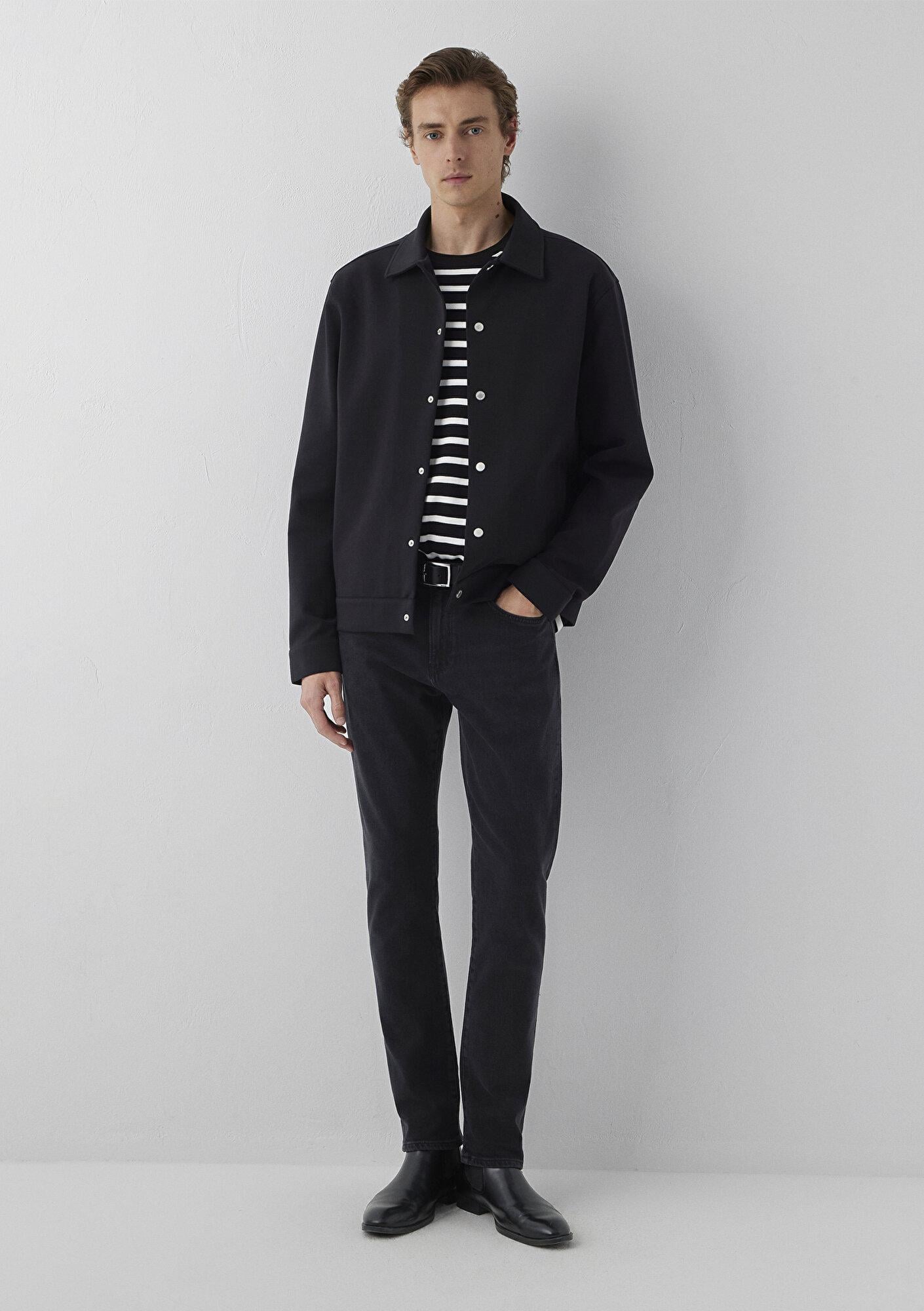 Mavi Düğmeli Siyah Sweatshirt 0S10633-900