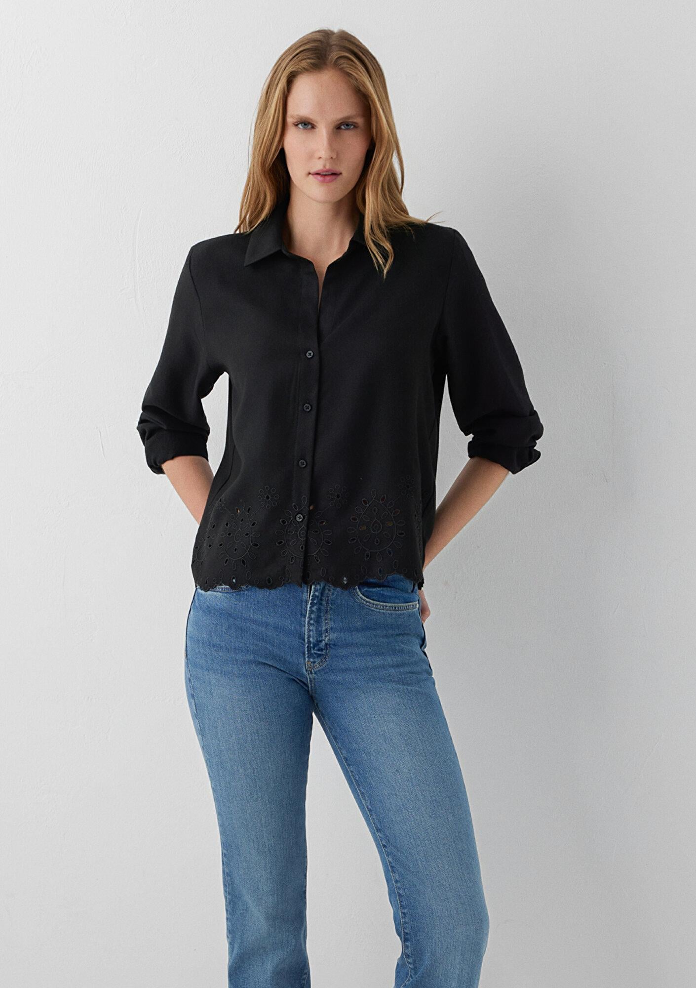 Mavi Siyah Gömlek Loose Fit / Bol Rahat Kesim 1211655-900