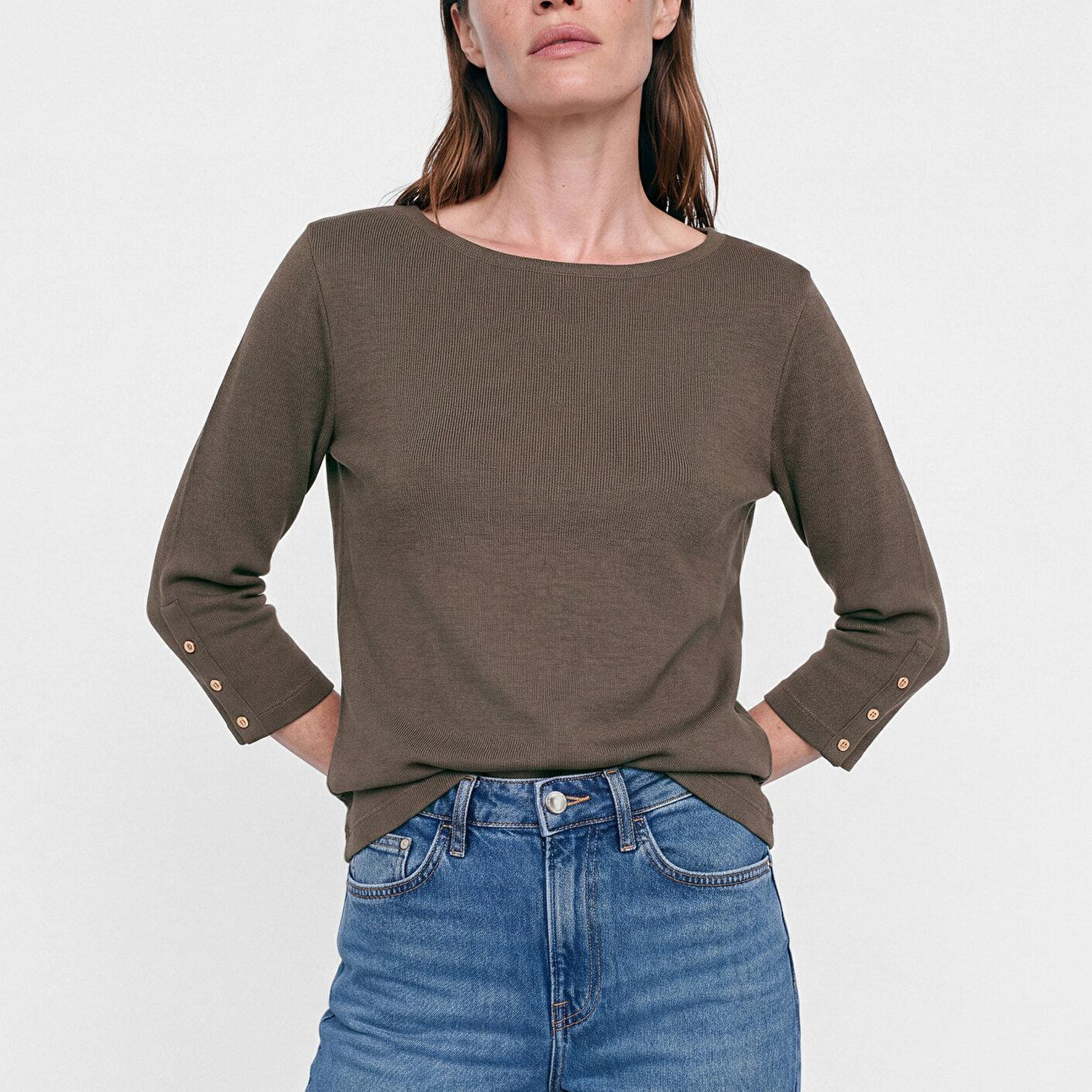 Mavi (Tencel™) Modal Karışımlı Kahverengi Tişört Regular Fit / Normal Kesim 1614371-87538