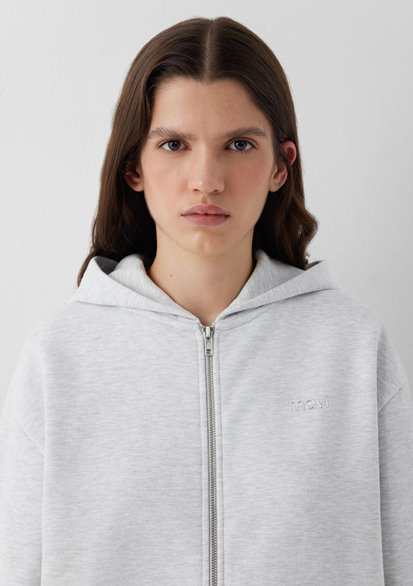 Mavi Mavi Logo Baskılı Gri Sweatshirt 1S10554-80196