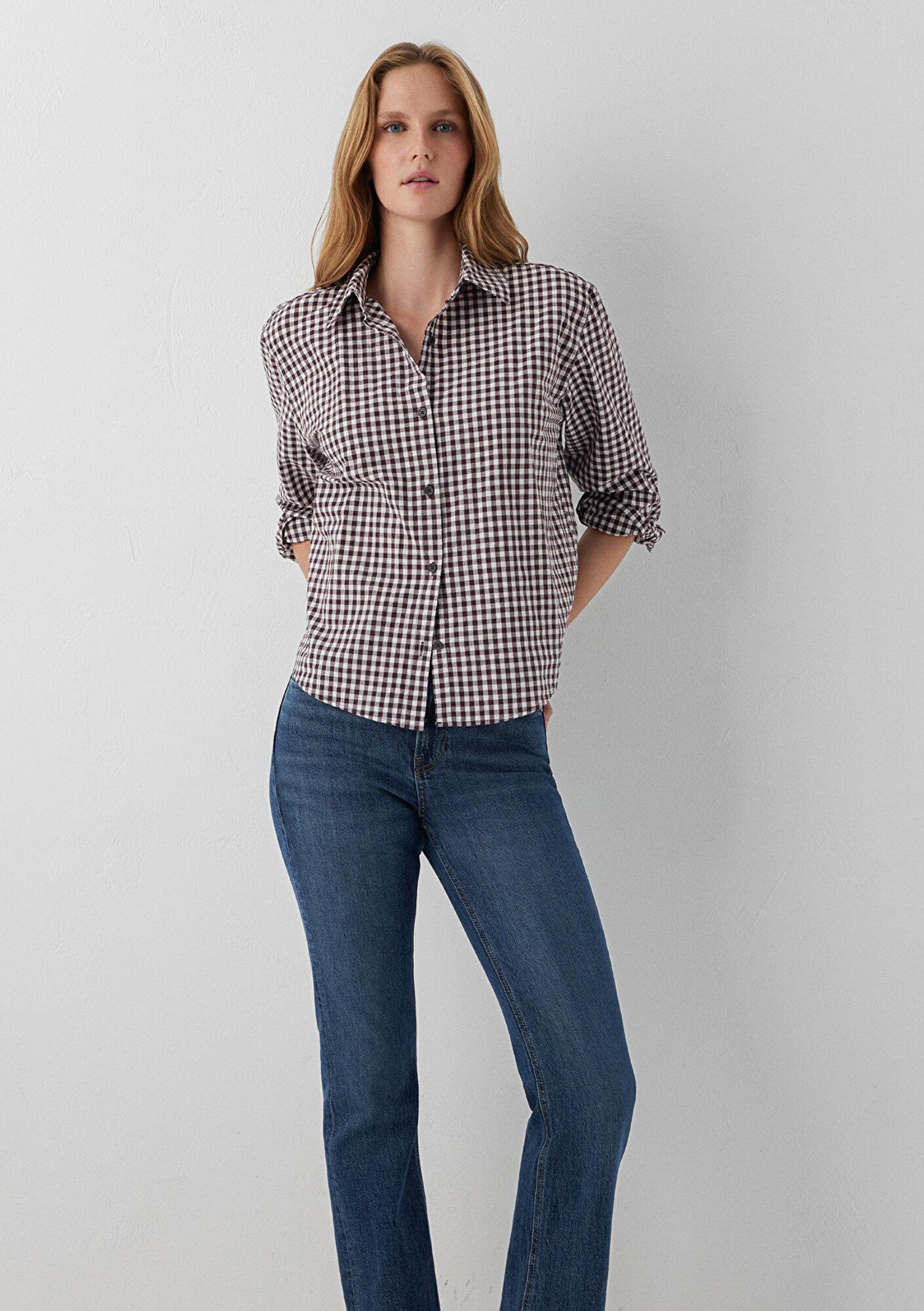 Mavi Kareli Gömlek Loose Fit / Bol Rahat Kesim 1211590-91665