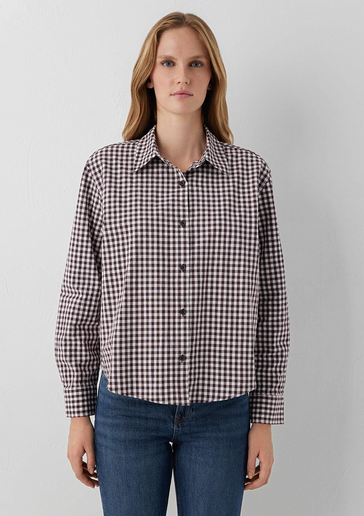 Mavi Kareli Gömlek Loose Fit / Bol Rahat Kesim 1211590-91665