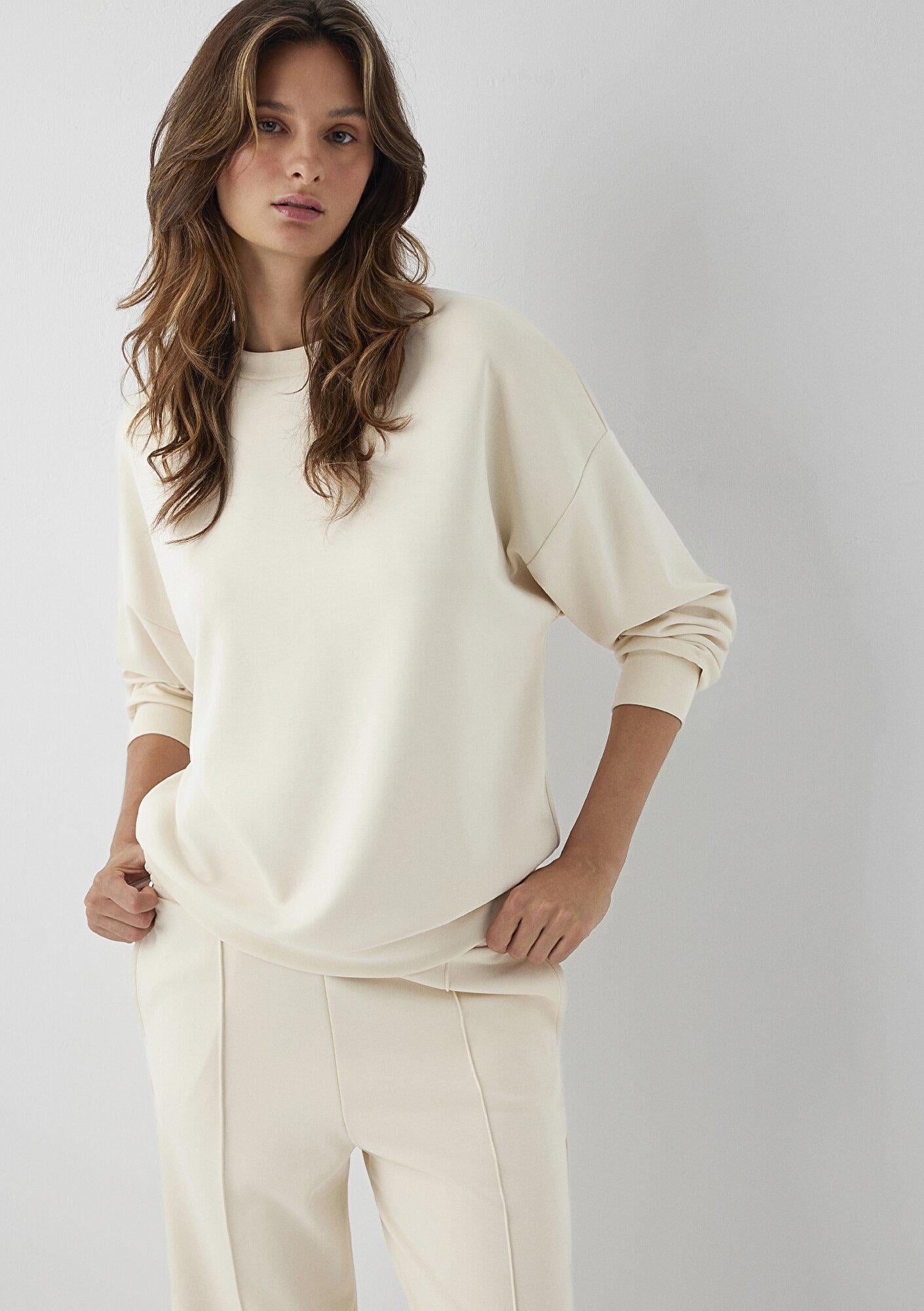 Mavi Soft-Premium (TENCEL™) Modal Karışımlı Ekru Sweatshirt 168837-80795