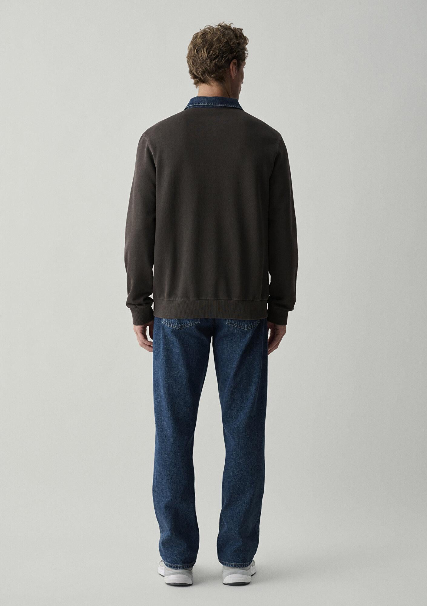 Mavi Denim Yaka Kahverengi Polo Sweatshirt 0S10669-70219