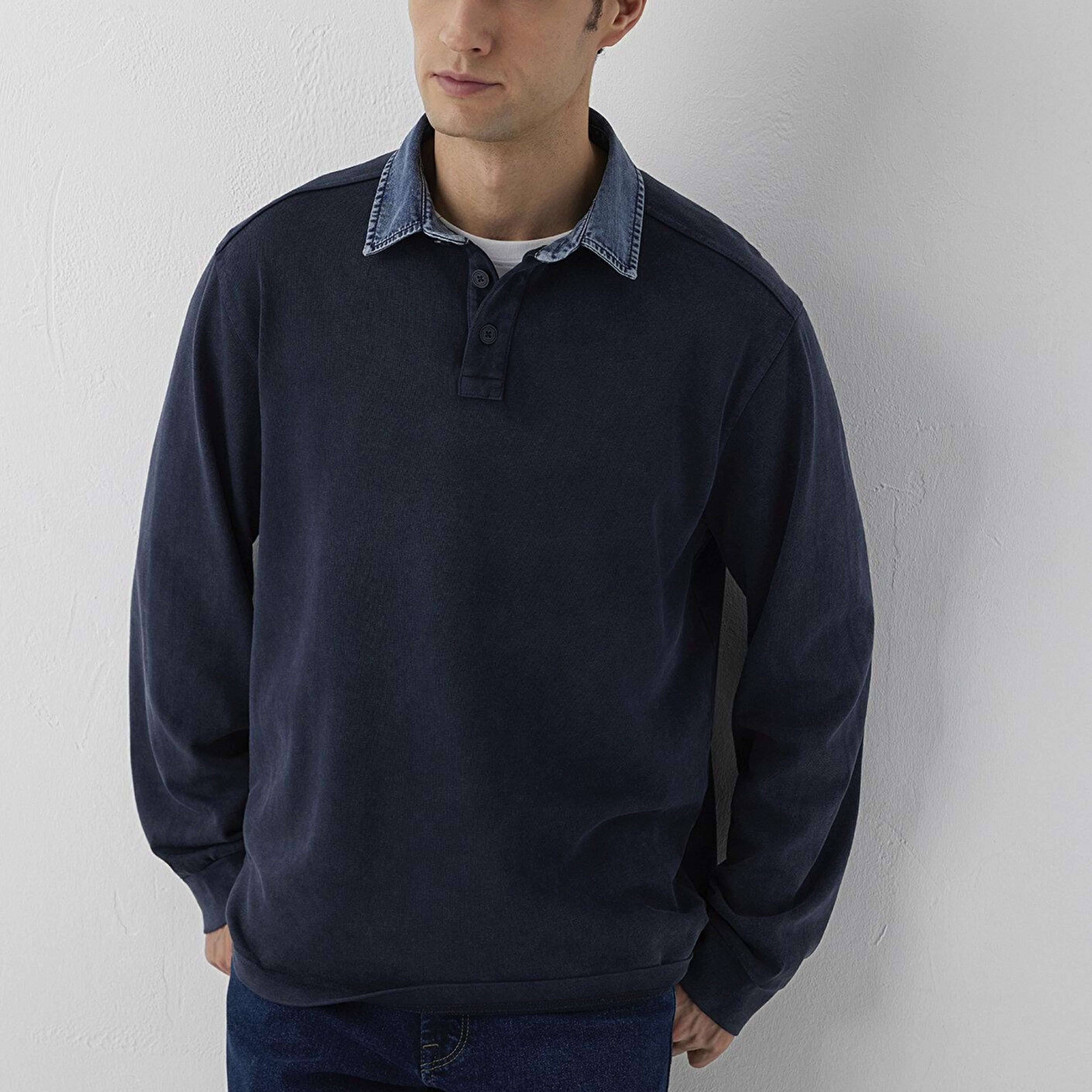 Mavi Denim Yaka Detaylı Lacivert Polo Tişört Regular Fit / Normal Kesim 0613671-70489