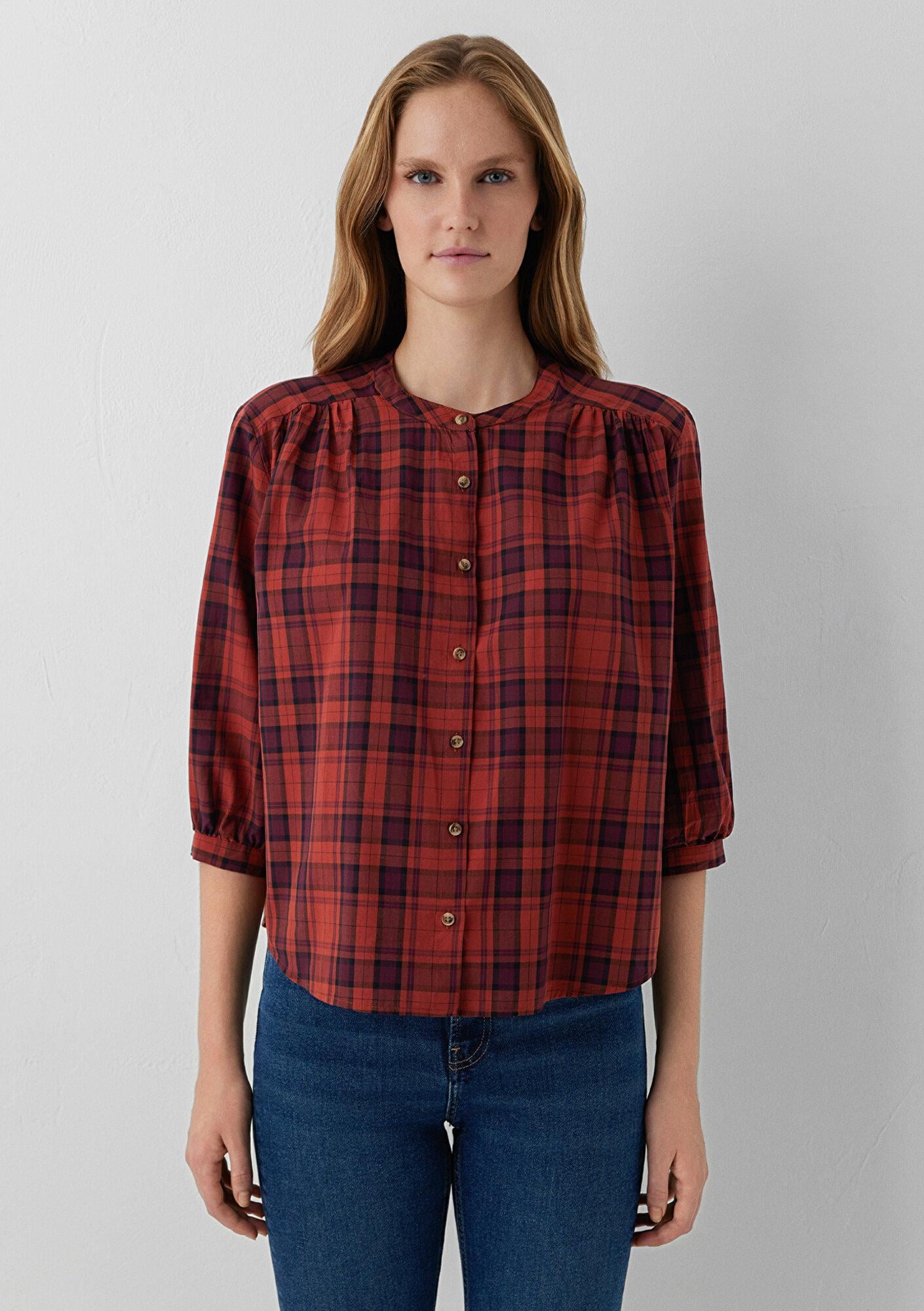 Mavi Kareli Gömlek Oversize / Geniş Kesim 1211597-91770